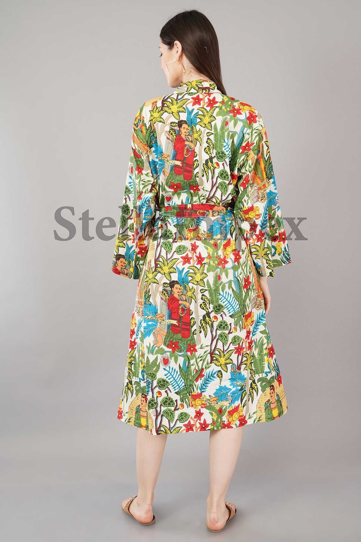 Trendy Cotton Kimono Elegant Multi Color Bathrobe Resort Wear Beach Bikini Cover-ups Boho Kimono Bathrobe, Gift for Her