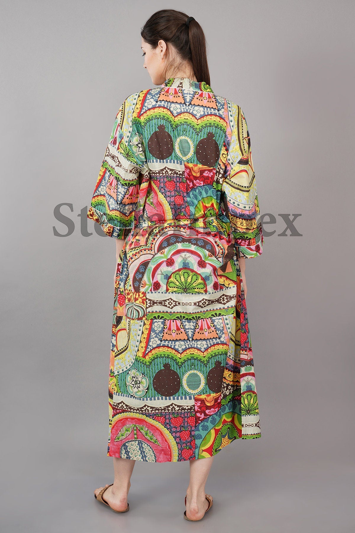 Trendy Cotton Kimono Elegant Multi Color Bathrobe Resort Wear Beach Bikini Cover-ups Boho Kimono Bathrobe, Gift for Her