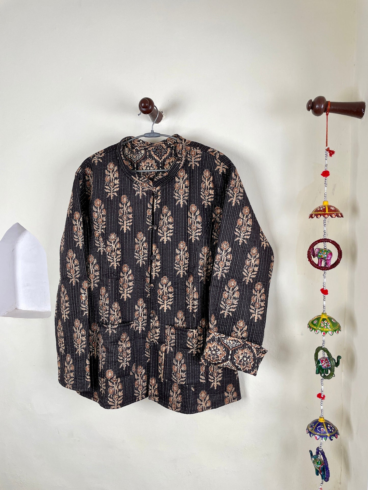 Indian Handmade Quilted Cotton Fabric Jacket Stylish Brown Bohemian Women's Coat, Reversible Waistcoat for Her