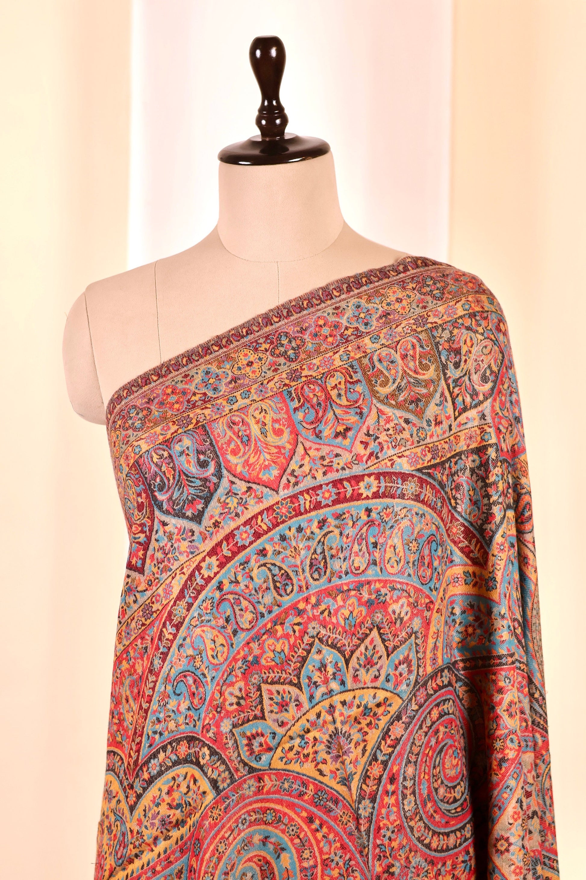 Elegant Pashmina Cashmere Shawl, Kalamkari Kashmiri Pashmina Silk Shawl, Premium Cashmere Shawl, Soft & Warm Shawls, Christmas Gift