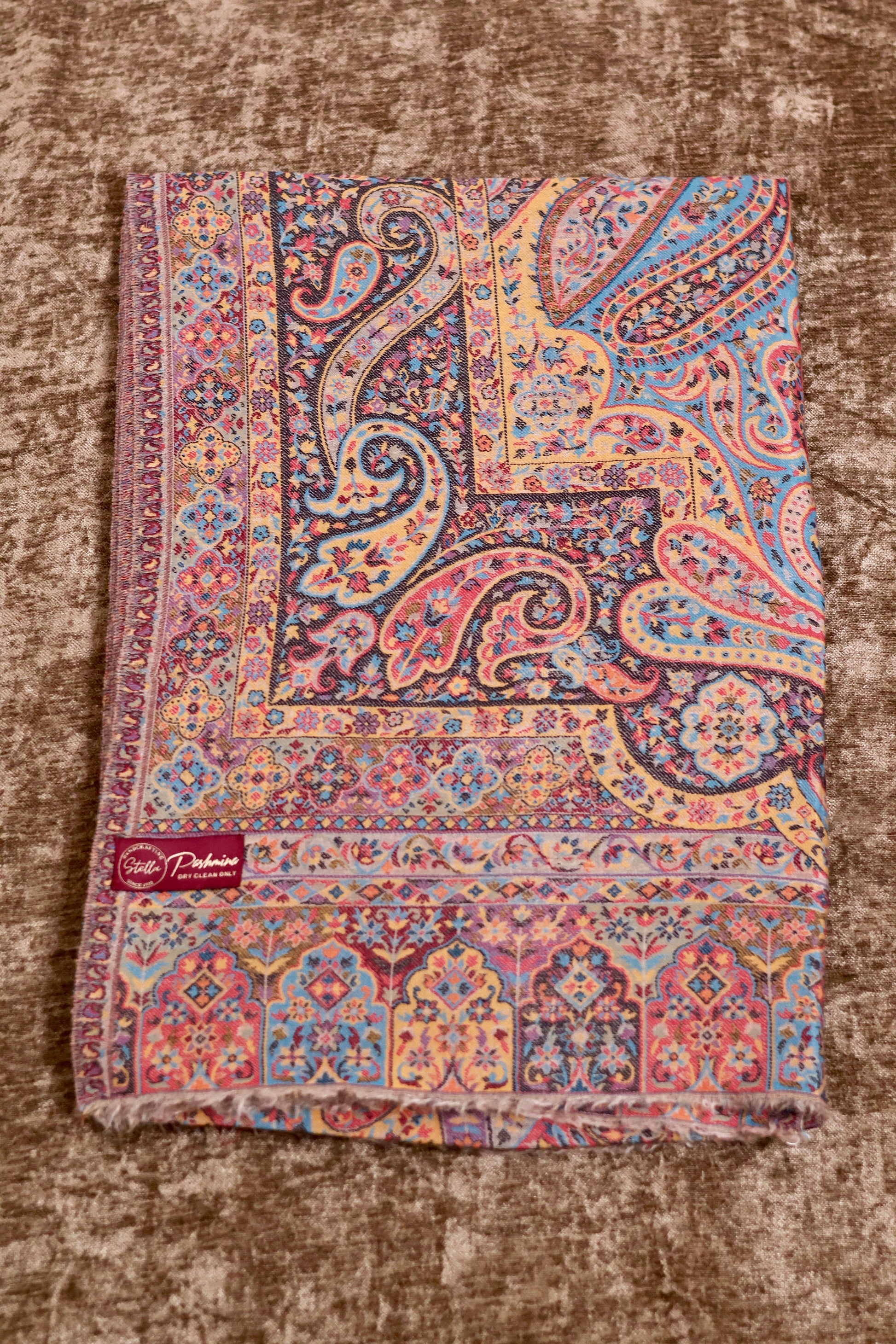 Elegant Pashmina Cashmere Shawl, Kalamkari Kashmiri Pashmina Silk Shawl, Premium Cashmere Shawl, Soft & Warm Shawls, Christmas Gift