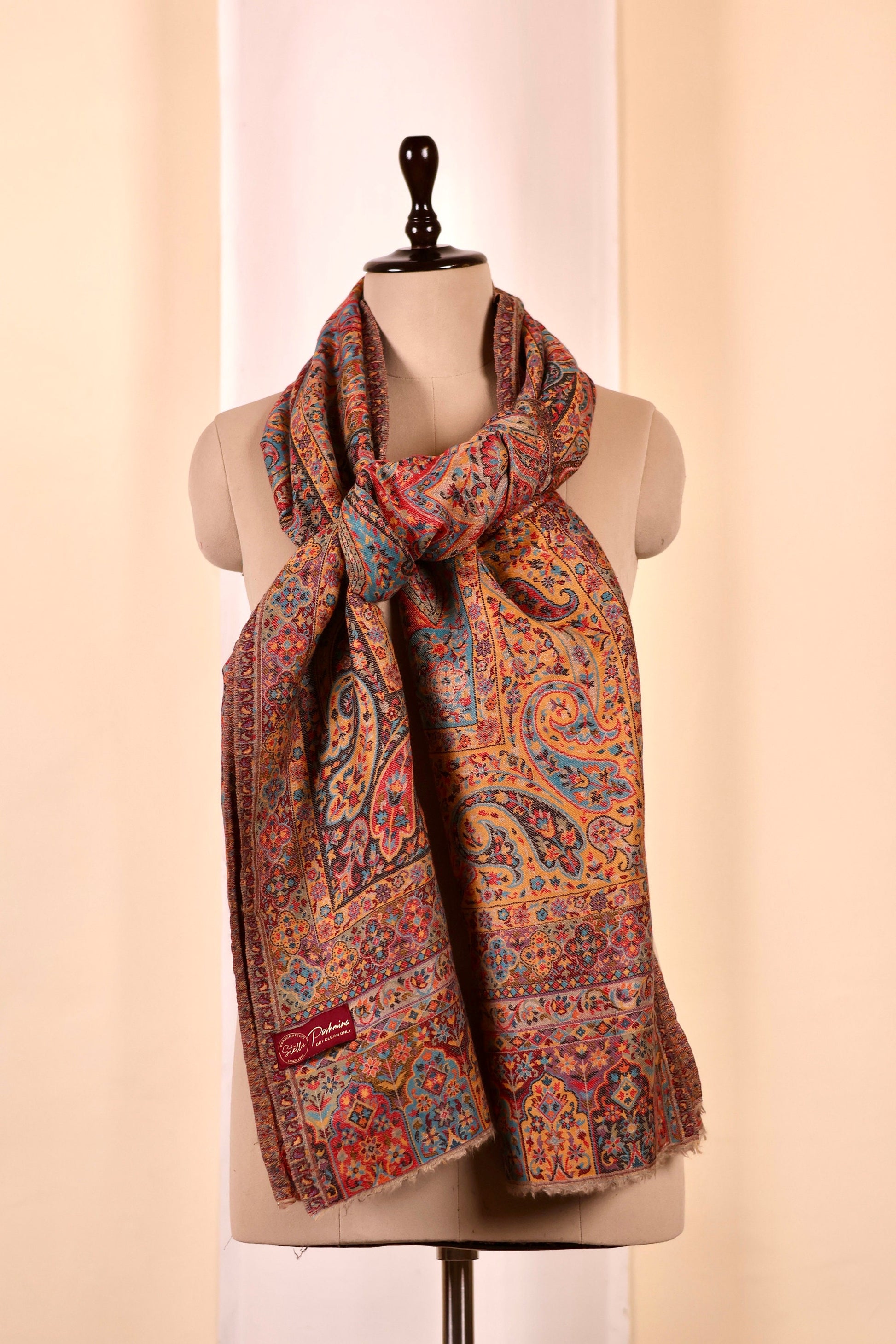 Elegant Pashmina Cashmere Shawl, Kalamkari Kashmiri Pashmina Silk Shawl, Premium Cashmere Shawl, Soft & Warm Shawls, Christmas Gift
