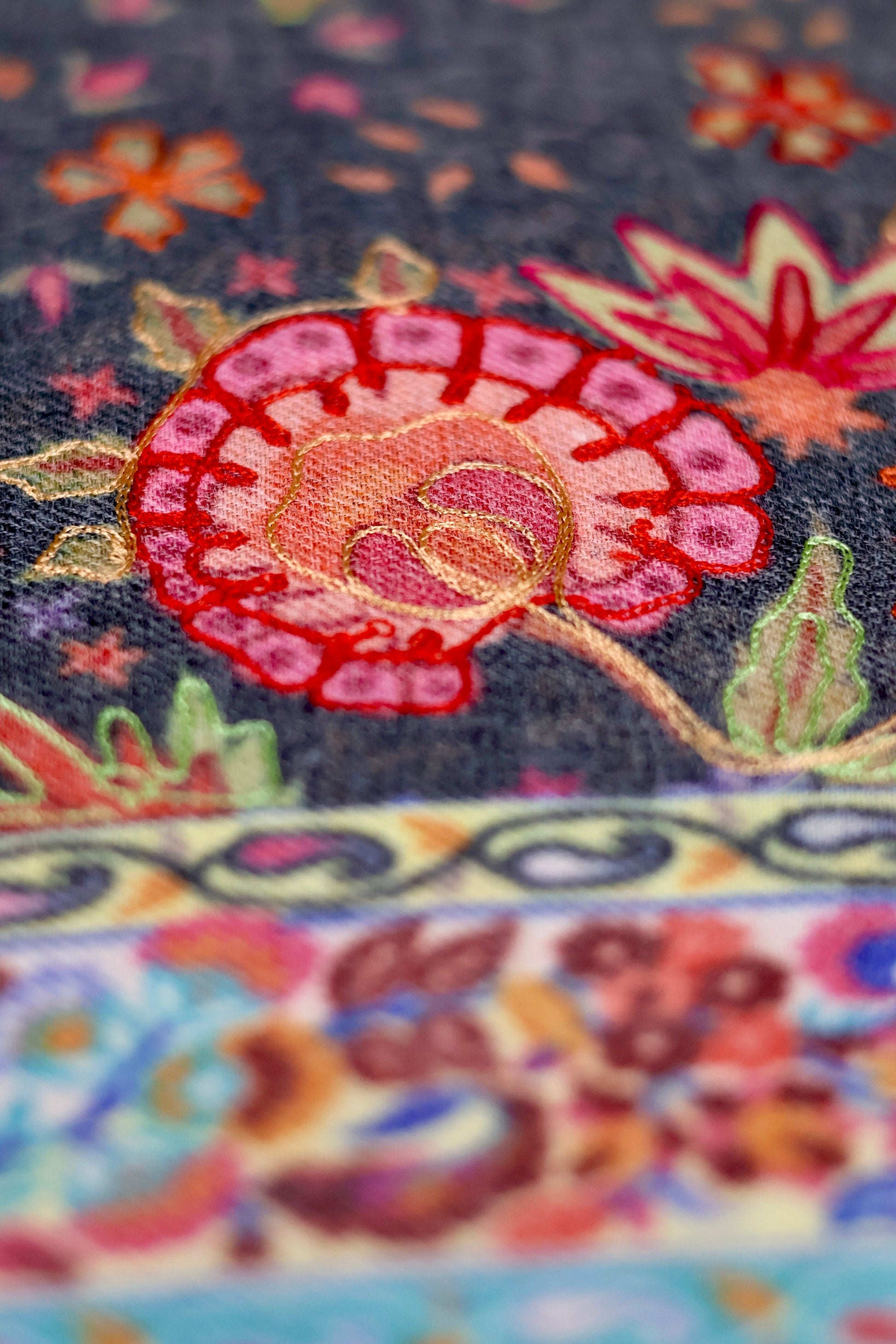 Kalamkari Pashmina Cashmere Shawl, Hand Embroidery Kashmiri Pashmina Silk Shawl, Premium Cashmere Shawl, Soft & Warm Shawls, Christmas Gift