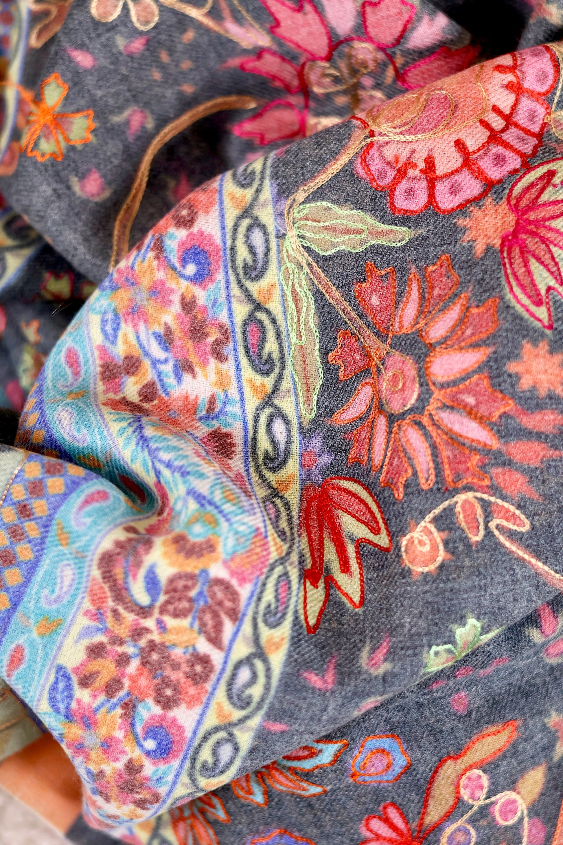 Kalamkari Pashmina Cashmere Shawl, Hand Embroidery Kashmiri Pashmina Silk Shawl, Premium Cashmere Shawl, Soft & Warm Shawls, Christmas Gift