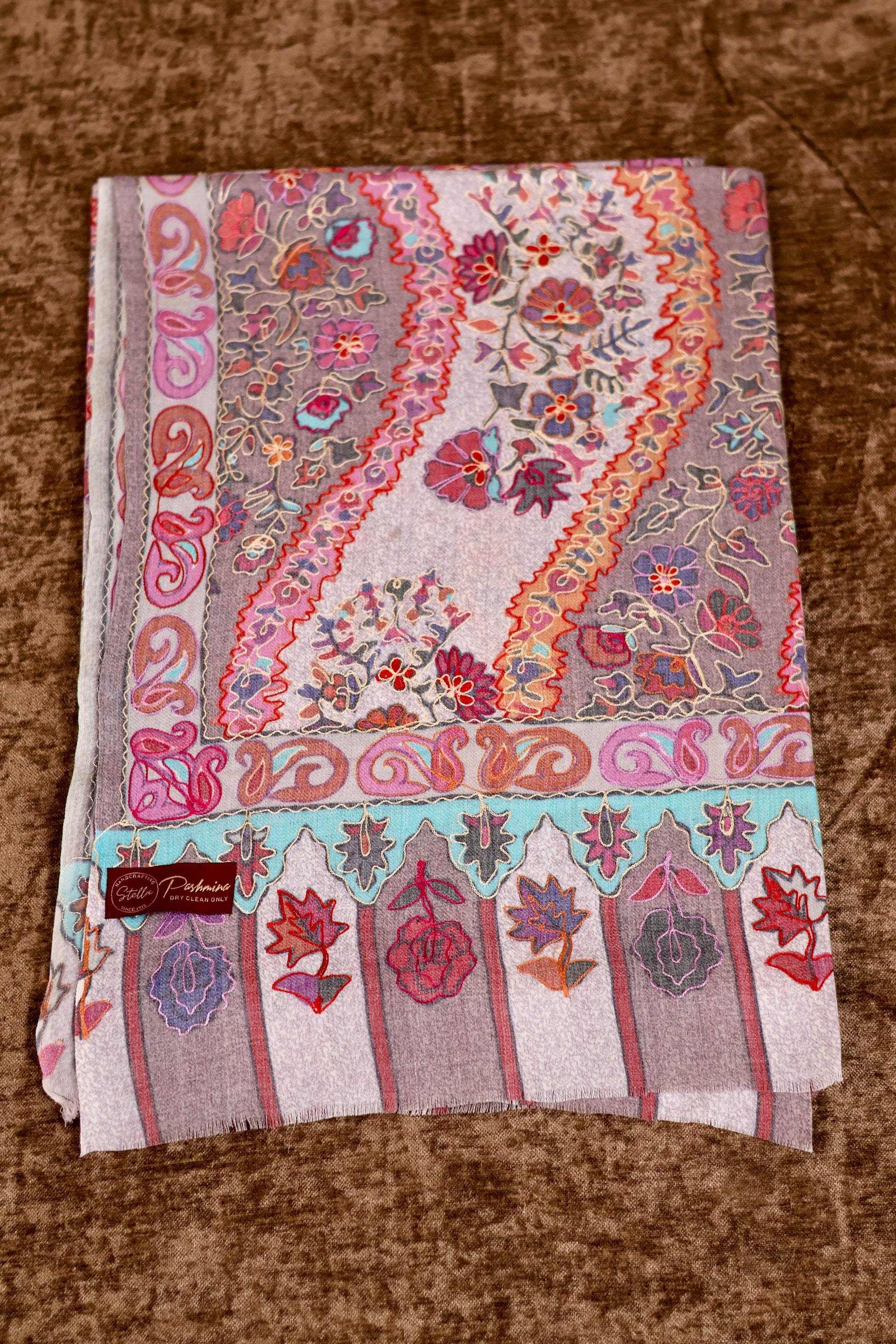 Kalamkari Pashmina Cashmere Shawl, Hand Embroidery Kashmiri Pashmina Silk Shawl, Premium Cashmere Shawl, Soft & Warm Shawls, Christmas Gift
