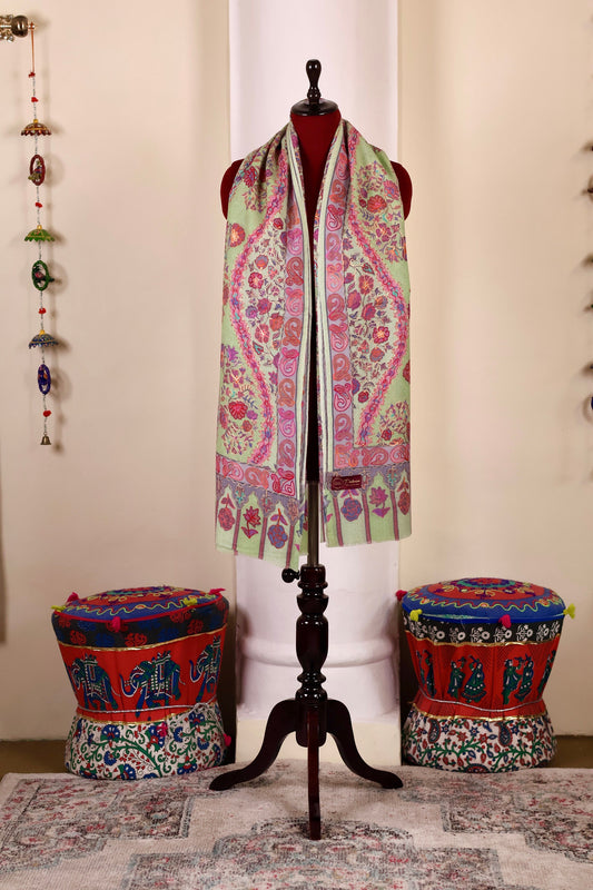 Kalamkari Pashmina Cashmere Shawl, Hand Embroidery Kashmiri Pashmina Silk Shawl, Premium Cashmere Shawl, Soft & Warm Shawls, Christmas Gift