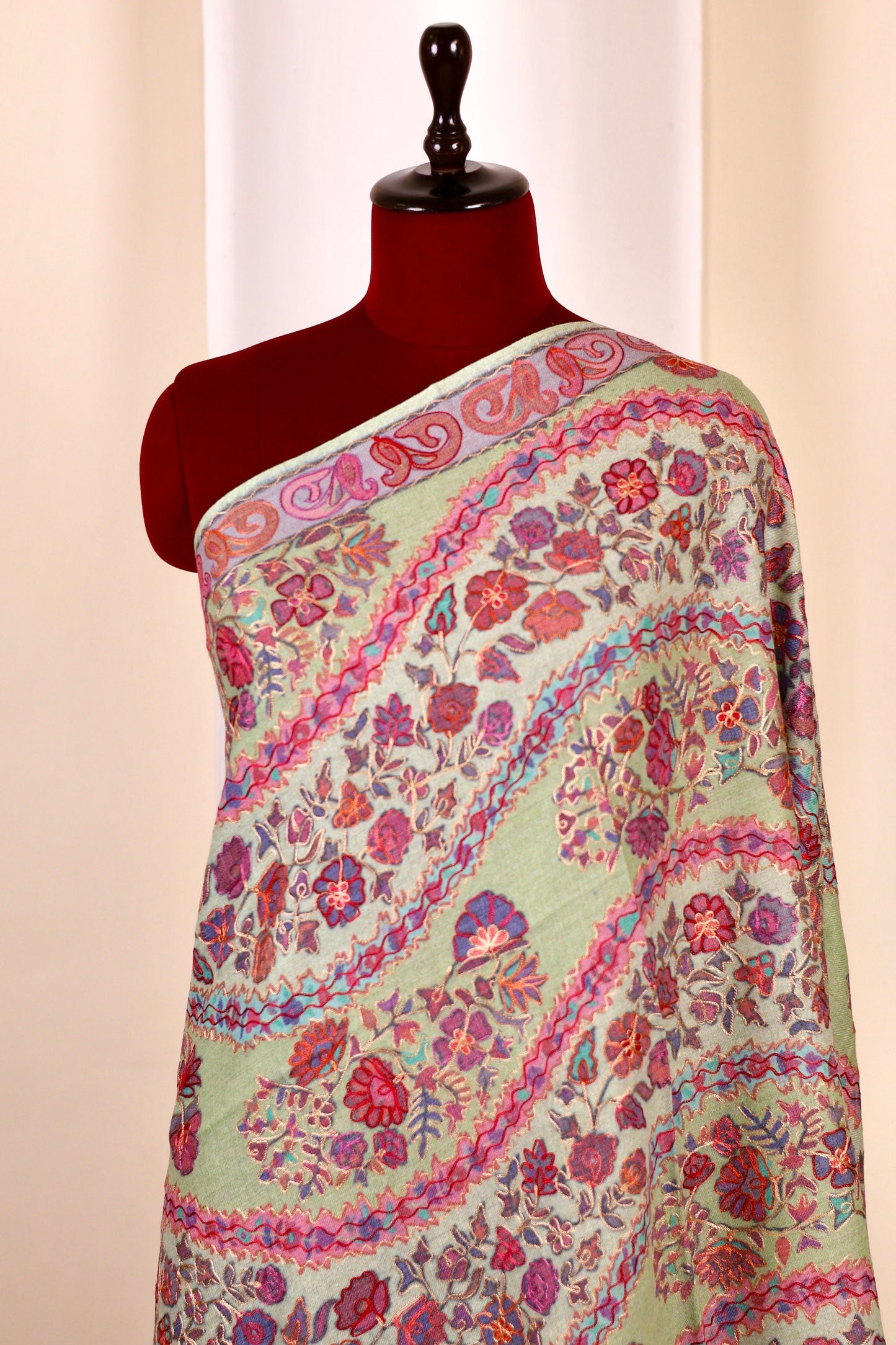 Kalamkari Pashmina Cashmere Shawl, Hand Embroidery Kashmiri Pashmina Silk Shawl, Premium Cashmere Shawl, Soft & Warm Shawls, Christmas Gift