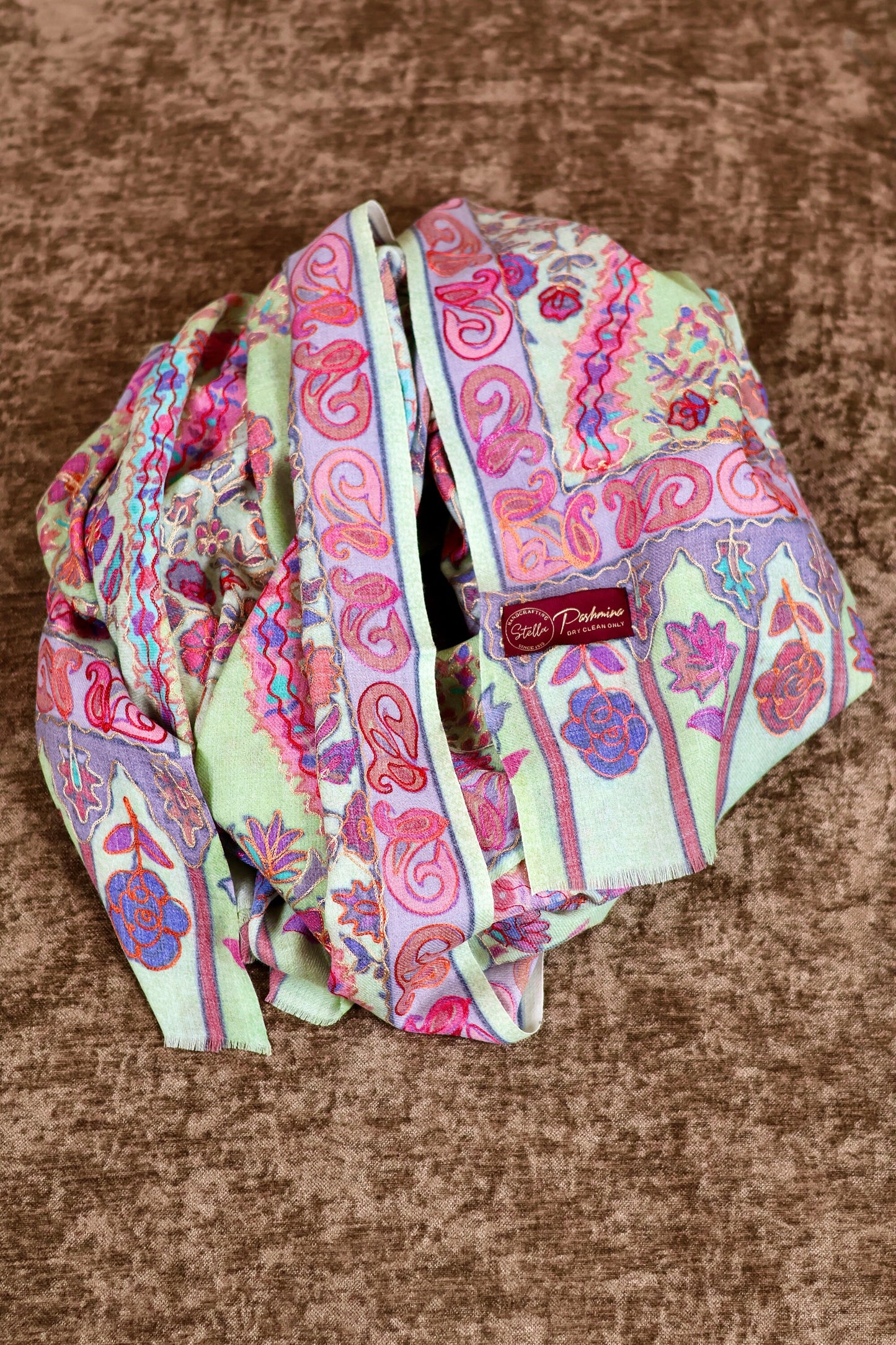 Kalamkari Pashmina Cashmere Shawl, Hand Embroidery Kashmiri Pashmina Silk Shawl, Premium Cashmere Shawl, Soft & Warm Shawls, Christmas Gift