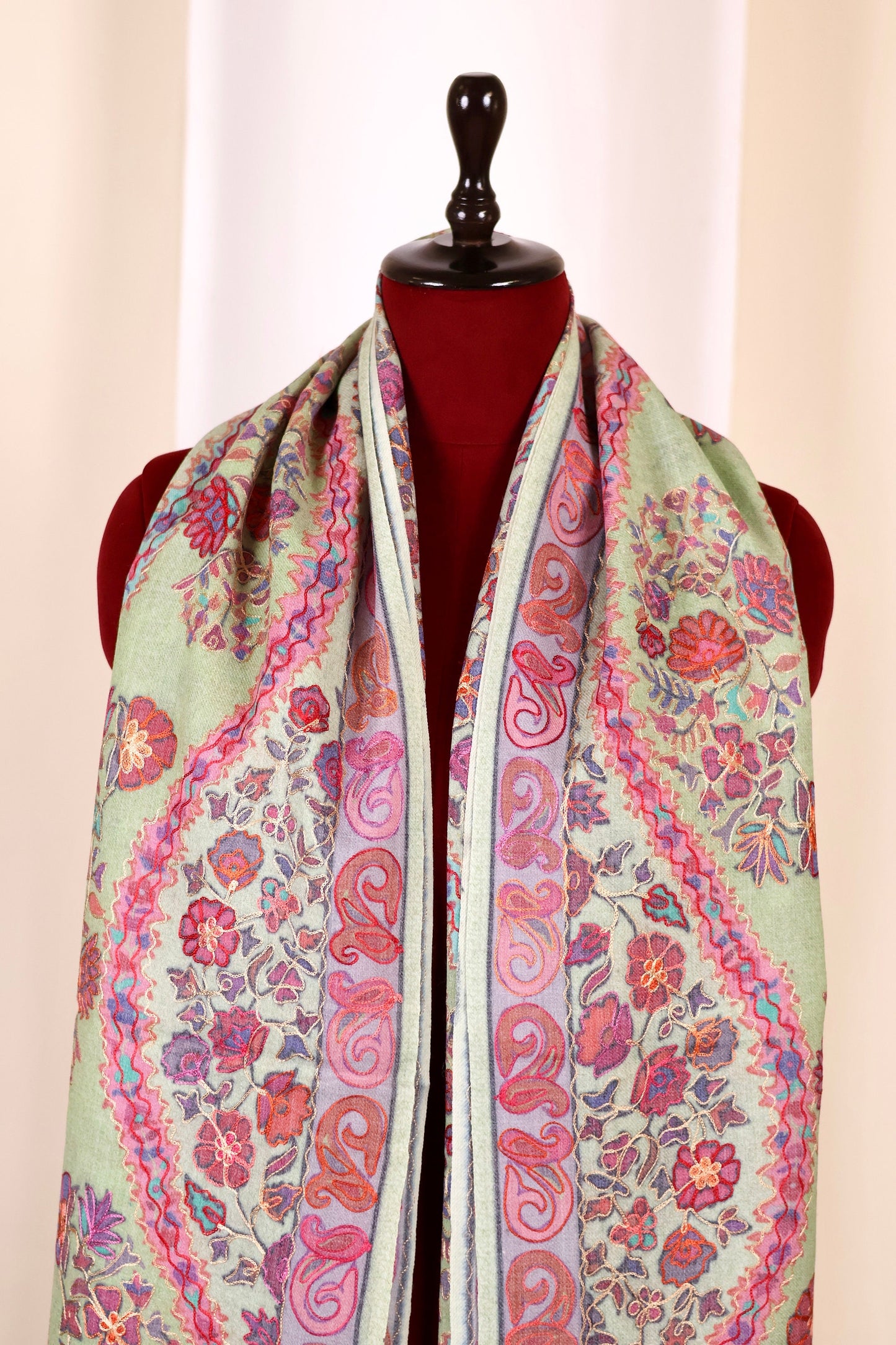 Kalamkari Pashmina Cashmere Shawl, Hand Embroidery Kashmiri Pashmina Silk Shawl, Premium Cashmere Shawl, Soft & Warm Shawls, Christmas Gift
