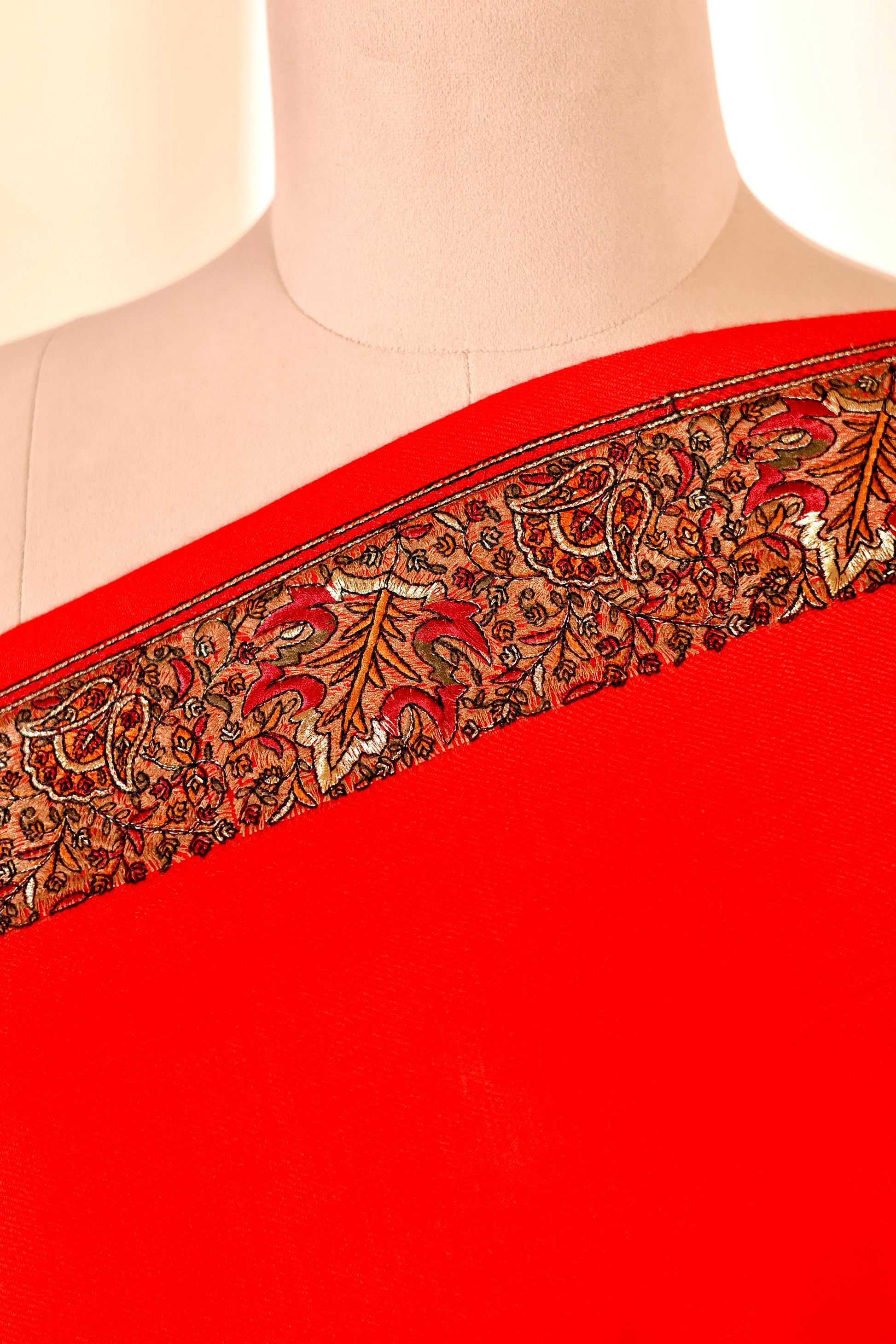 Elegant Pashmina Cashmere Shawl, Red Handmade Kashmiri Pashmina Silk Shawl, Premium Cashmere Scarfs, Soft & Warm Shawls, Christmas Gift
