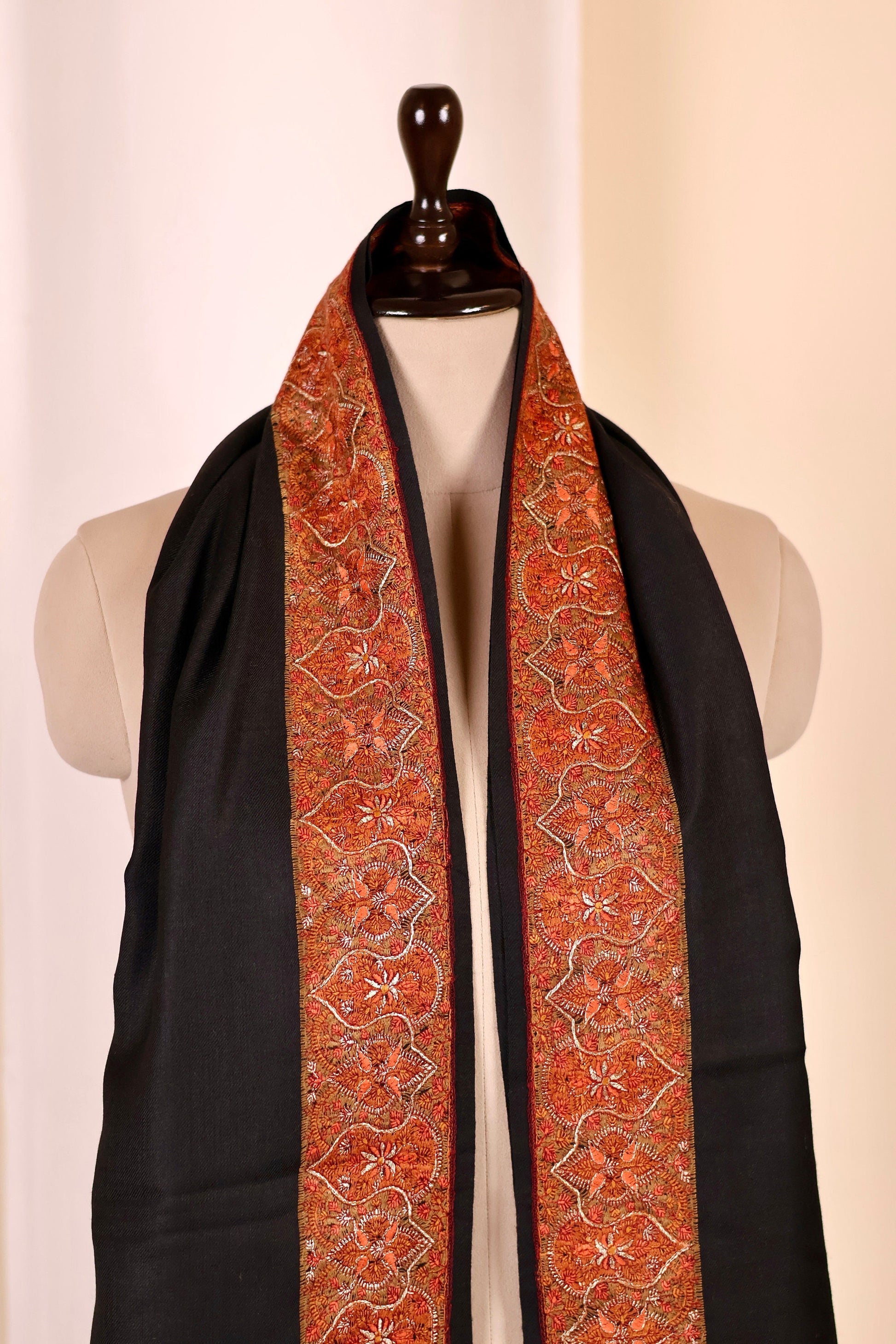 Elegant Pashmina Cashmere Shawl, Black Handmade Kashmiri Pashmina Silk Shawl, Premium Cashmere Scarfs, Soft & Warm Shawls, Christmas Gift