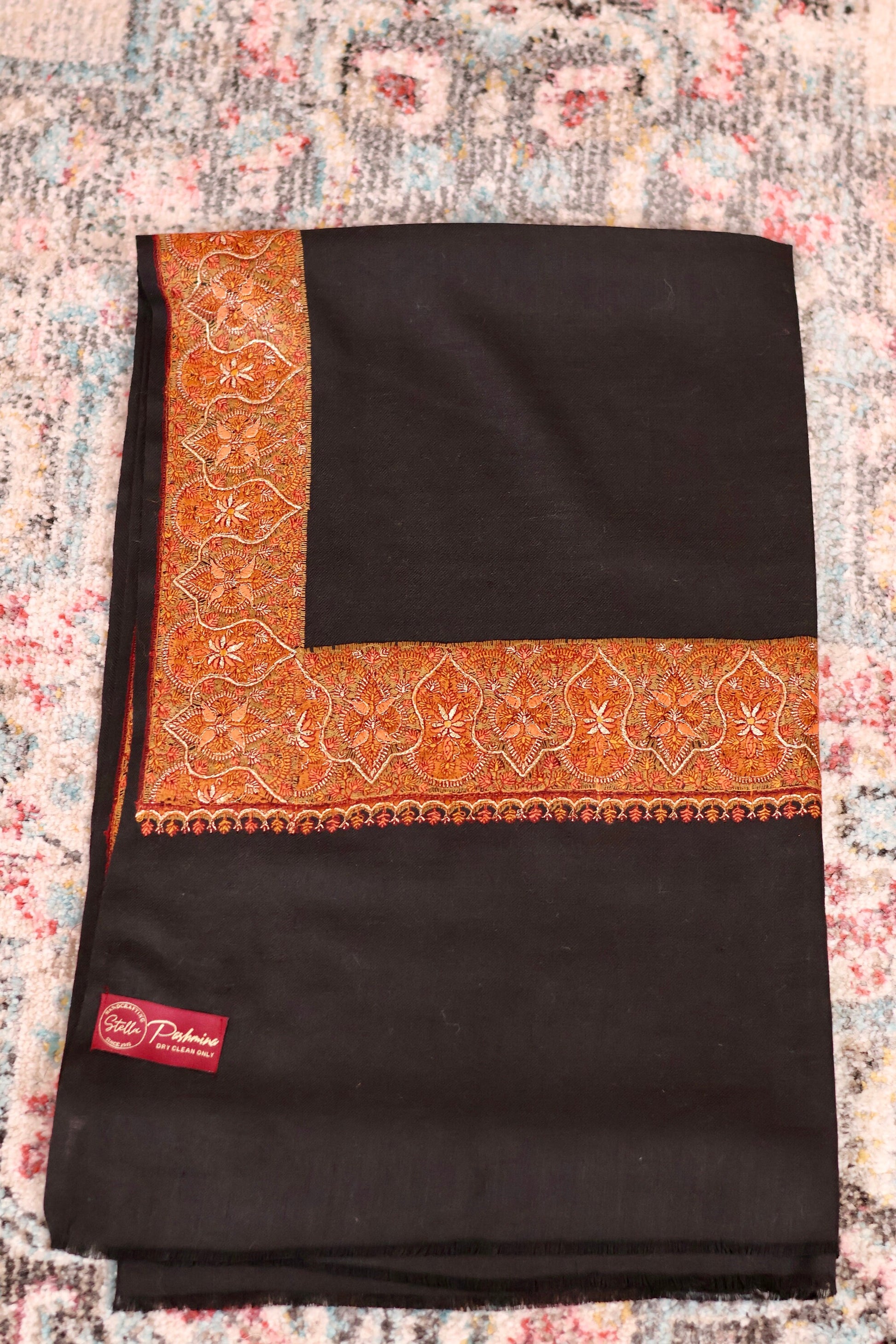 Elegant Pashmina Cashmere Shawl, Black Handmade Kashmiri Pashmina Silk Shawl, Premium Cashmere Scarfs, Soft & Warm Shawls, Christmas Gift