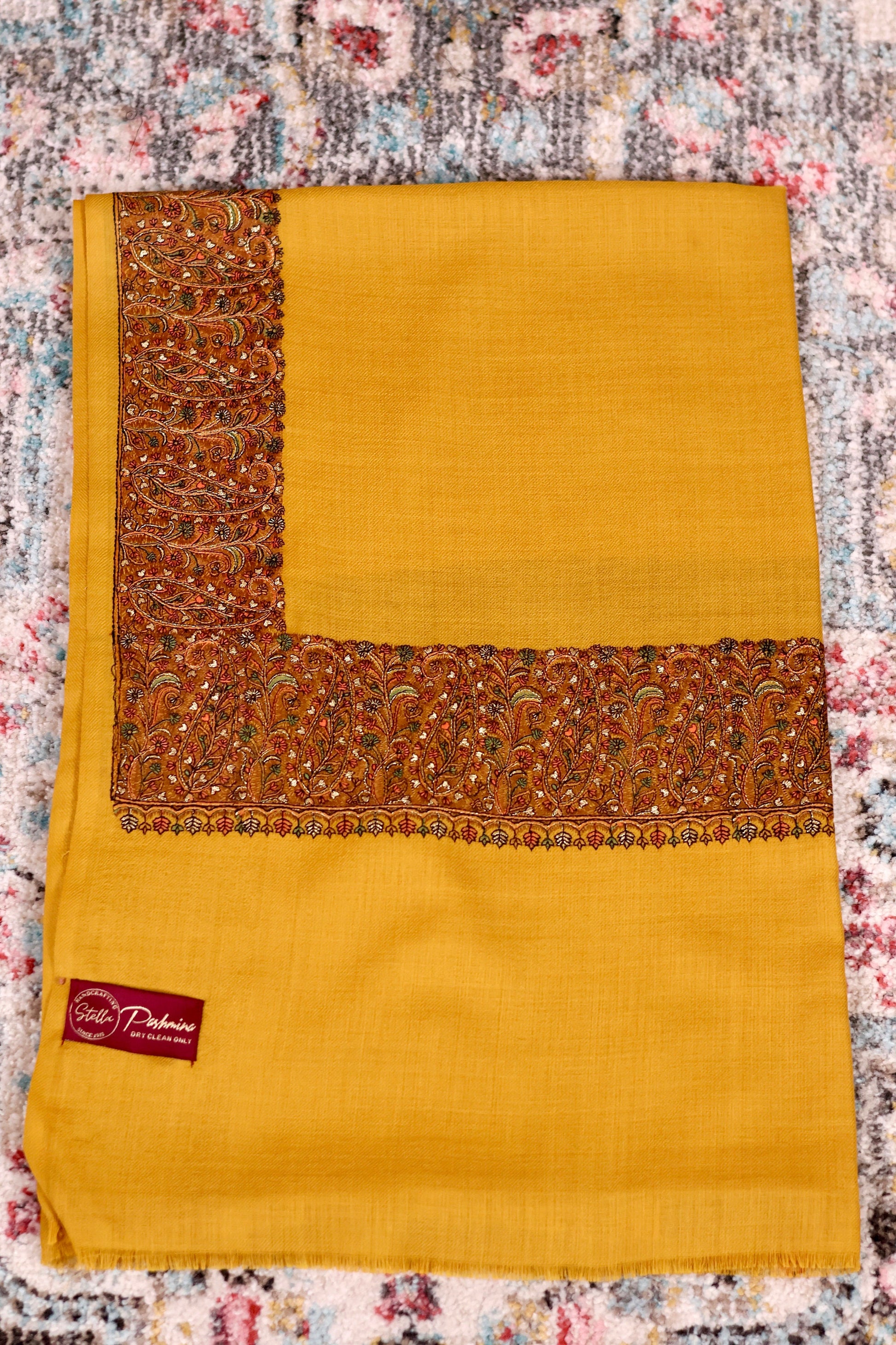 Elegant Pashmina Cashmere Shawl, Yellow Handmade Kashmiri Pashmina Silk Shawl, Premium Cashmere Scarfs, Soft & Warm Shawls, Christmas Gift