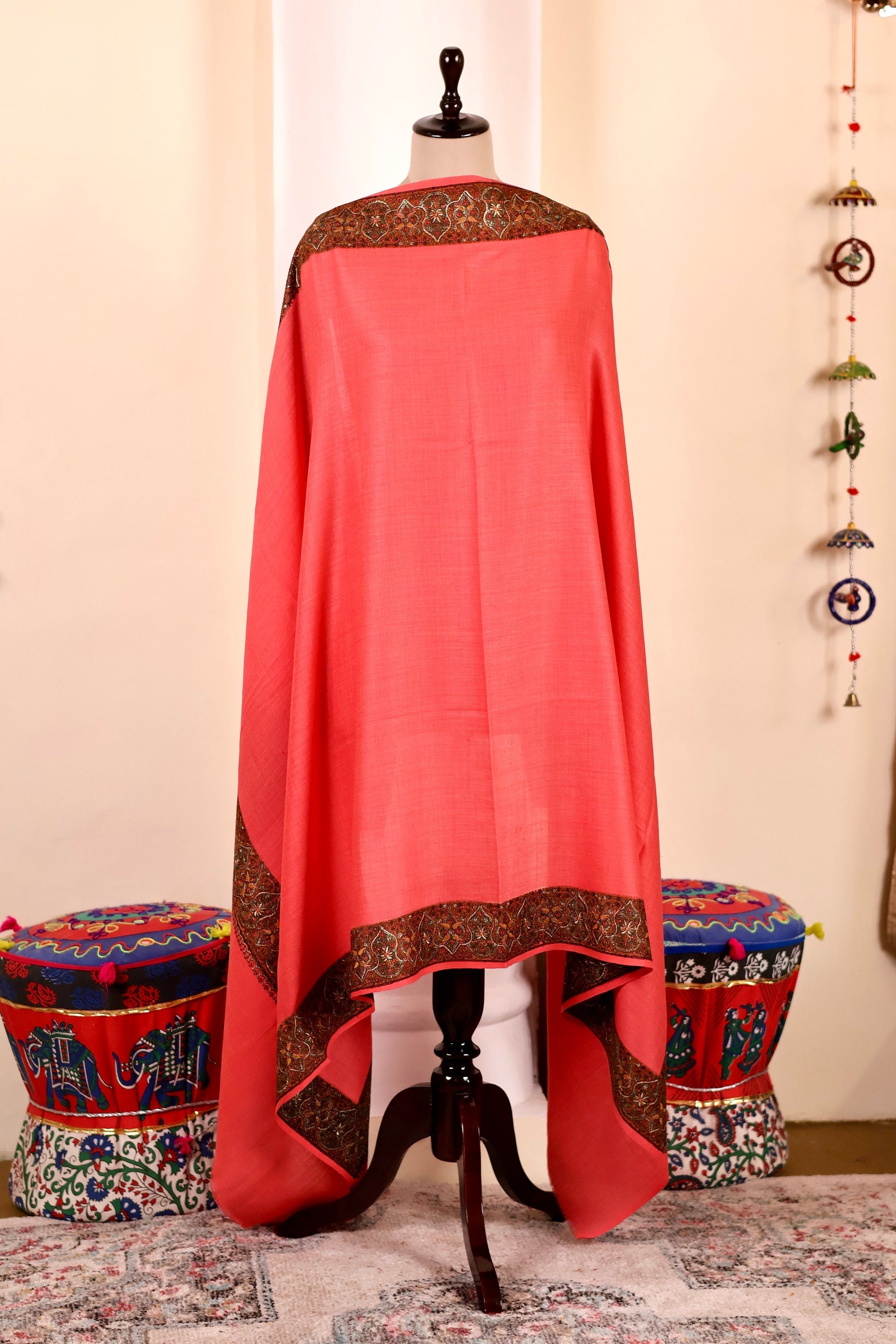 Elegant Pashmina Cashmere Shawl, Pink Handmade Kashmiri Pashmina Silk Shawl, Premium Cashmere Scarfs, Soft & Warm Shawls, Christmas Gift