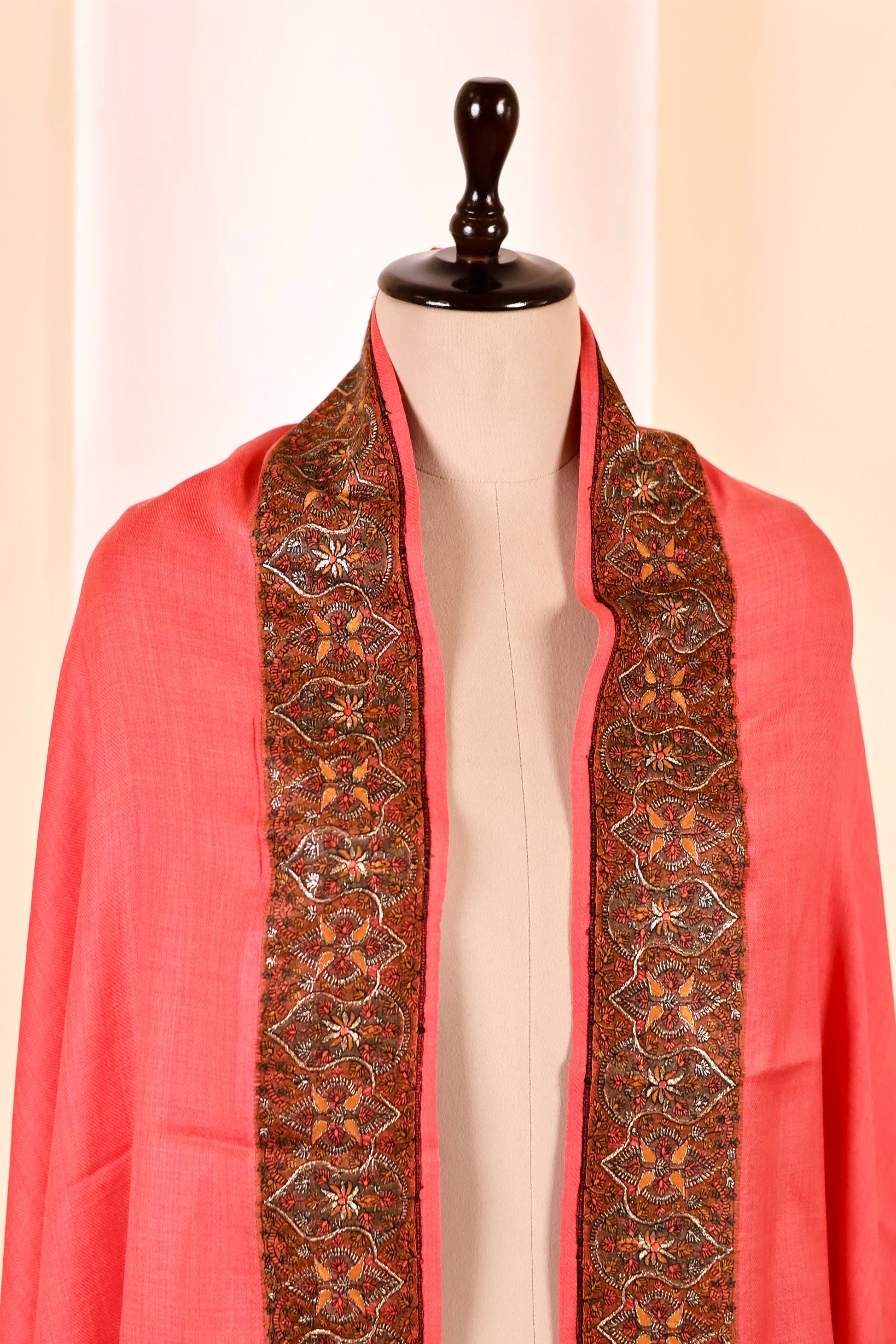 Elegant Pashmina Cashmere Shawl, Pink Handmade Kashmiri Pashmina Silk Shawl, Premium Cashmere Scarfs, Soft & Warm Shawls, Christmas Gift
