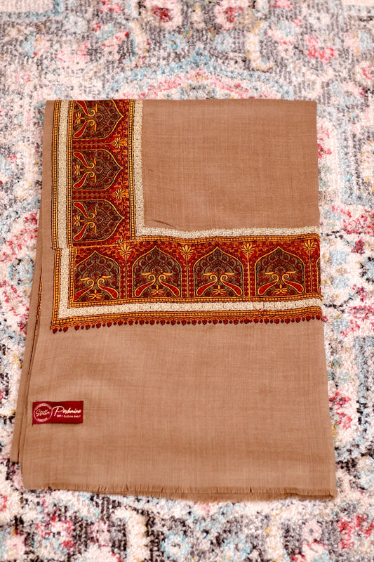 Handmade Pashmina Cashmere Shawl, Hand Embroidery Kashmiri Pashmina Silk Shawl, Premium Cashmere Scarfs, Soft & Warm Shawls, Christmas Gift