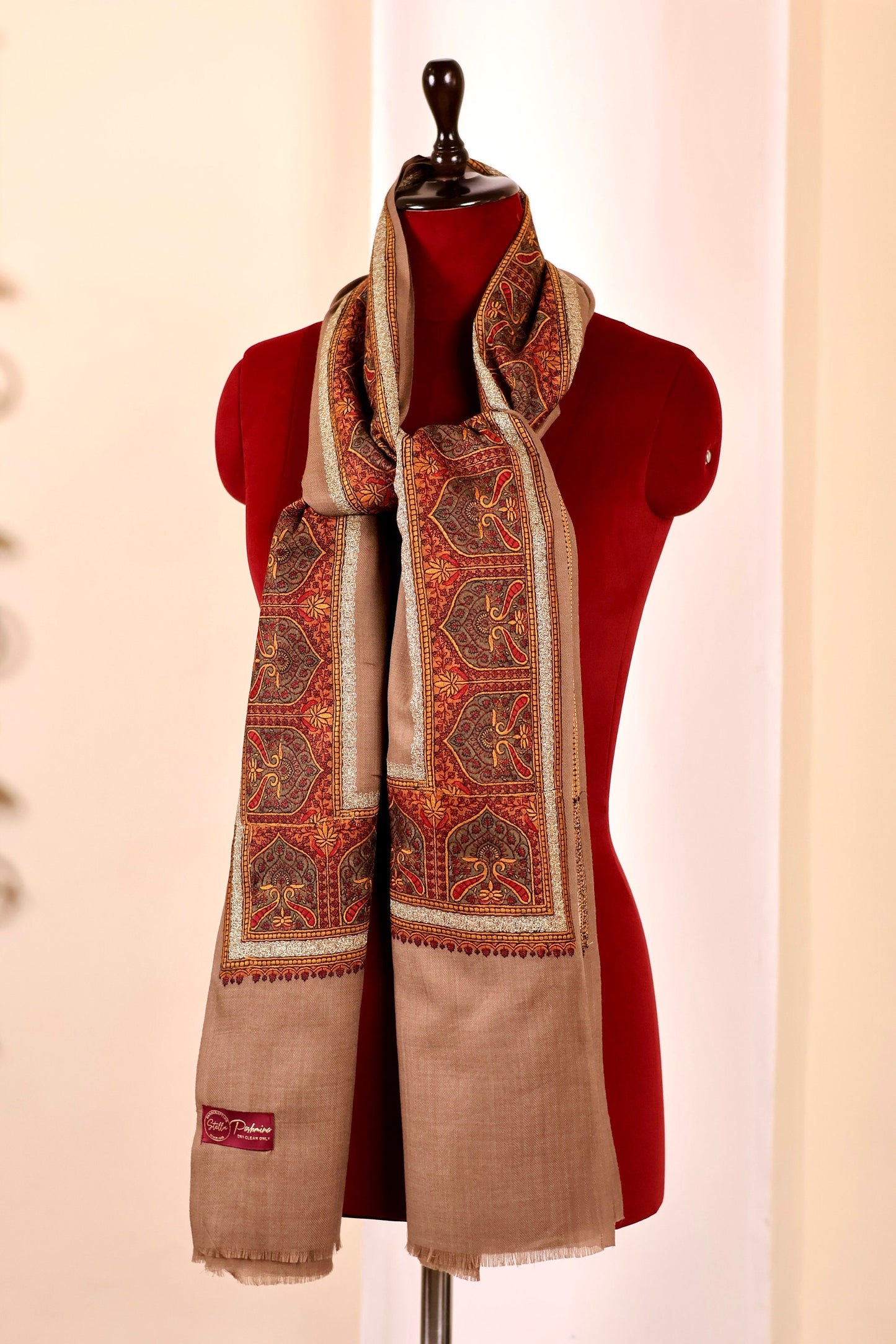 Handmade Pashmina Cashmere Shawl, Hand Embroidery Kashmiri Pashmina Silk Shawl, Premium Cashmere Scarfs, Soft & Warm Shawls, Christmas Gift