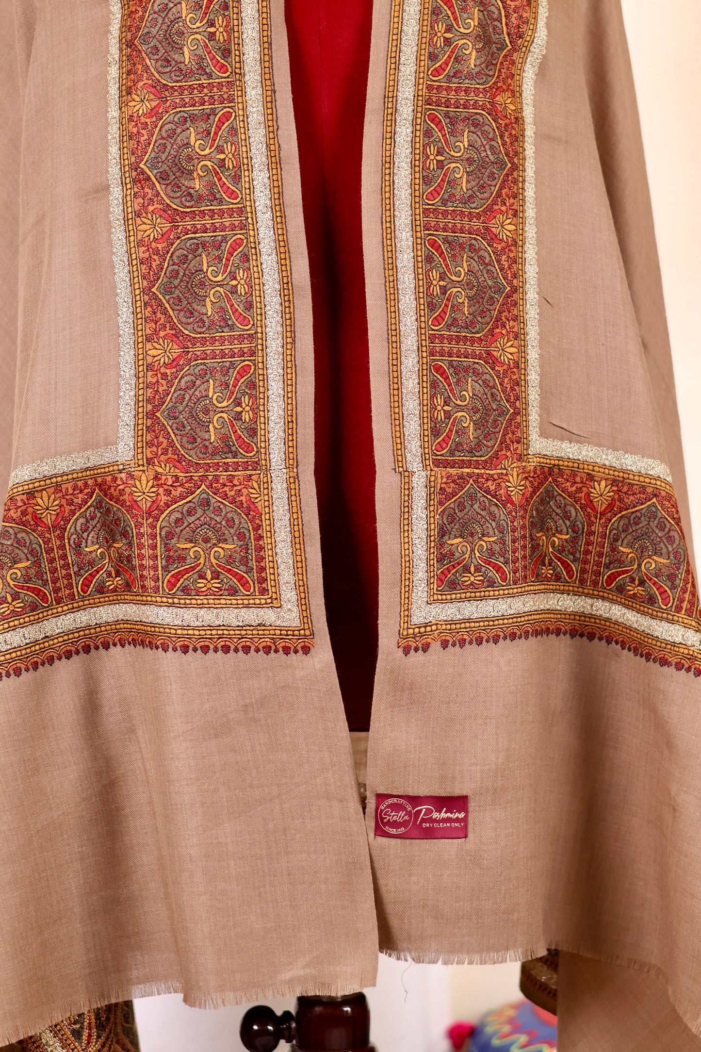 Handmade Pashmina Cashmere Shawl, Hand Embroidery Kashmiri Pashmina Silk Shawl, Premium Cashmere Scarfs, Soft & Warm Shawls, Christmas Gift