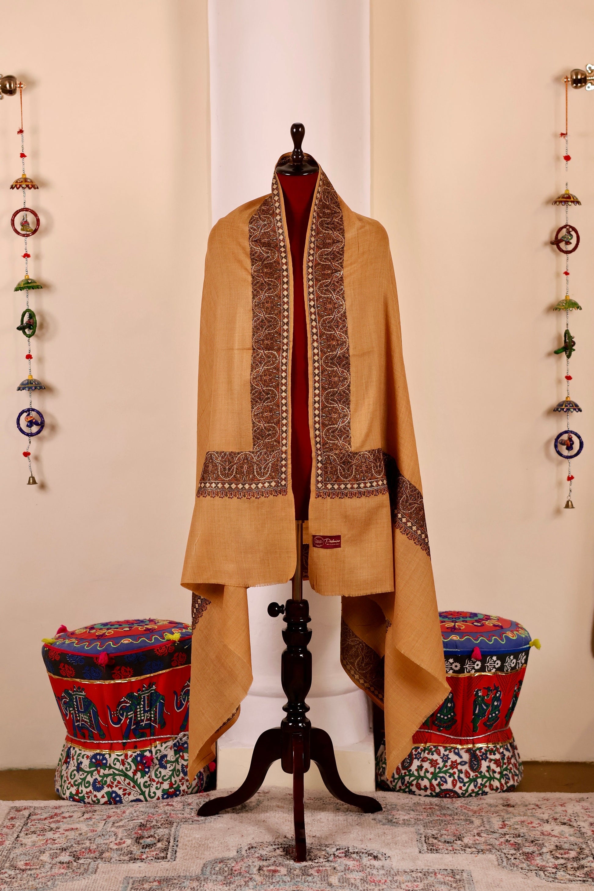 Handmade Pashmina Cashmere Shawl, Hand Embroidery Kashmiri Pashmina Silk Shawl, Premium Cashmere Scarfs, Soft & Warm Shawls, Christmas Gift