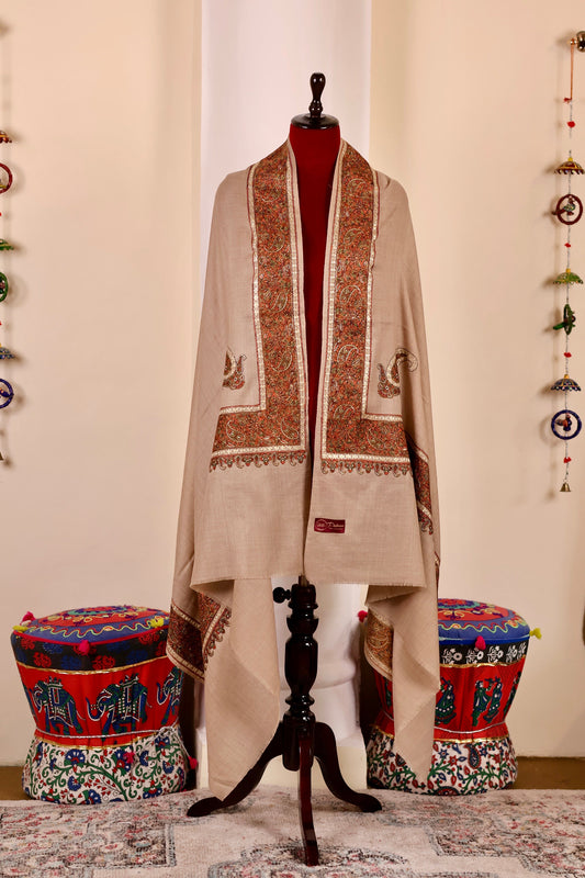 Handmade Pashmina Cashmere Shawl, Hand Embroidery Kashmiri Pashmina Silk Shawl, Premium Cashmere Scarfs, Soft & Warm Shawls, Christmas Gift
