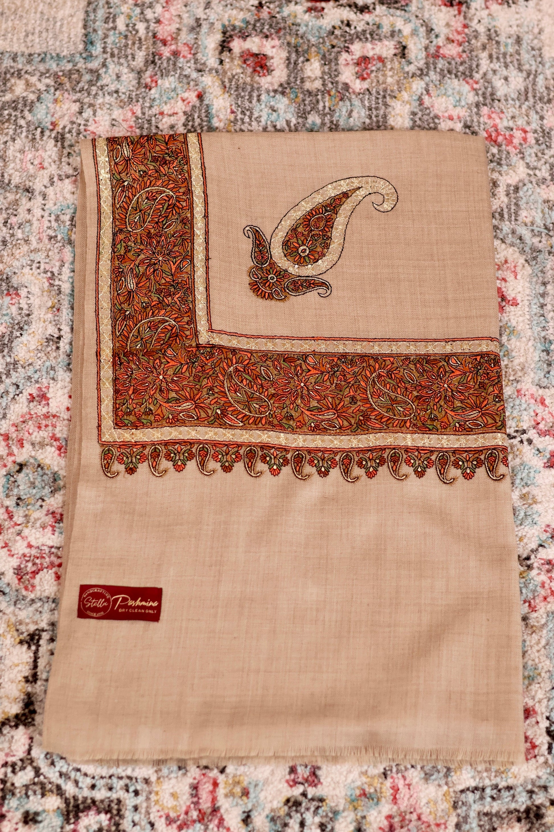 Handmade Pashmina Cashmere Shawl, Hand Embroidery Kashmiri Pashmina Silk Shawl, Premium Cashmere Scarfs, Soft & Warm Shawls, Christmas Gift
