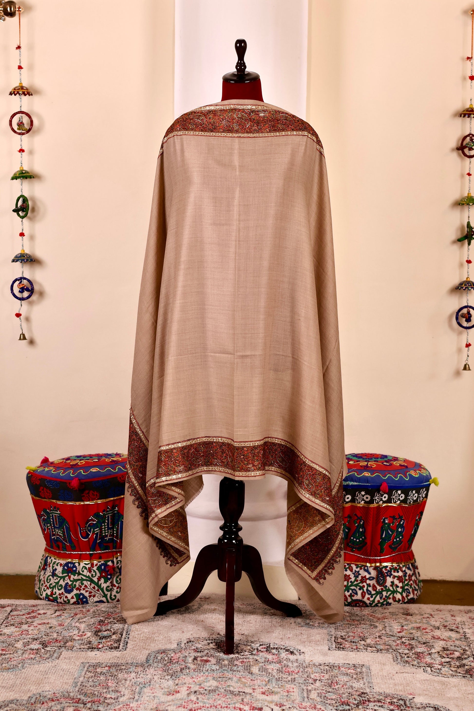 Handmade Pashmina Cashmere Shawl, Hand Embroidery Kashmiri Pashmina Silk Shawl, Premium Cashmere Scarfs, Soft & Warm Shawls, Christmas Gift