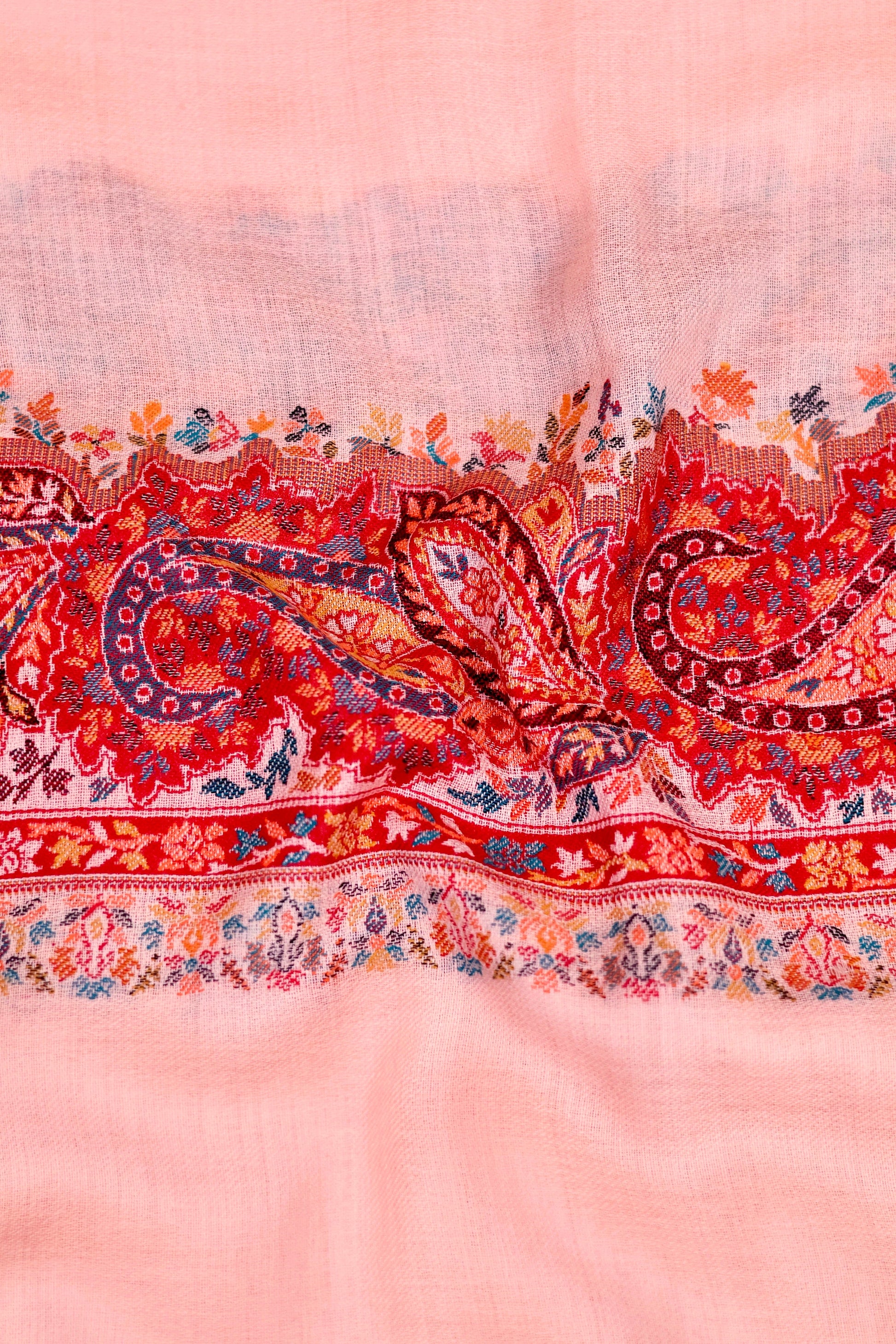 Pink Pashmina Cashmere Shawl, Kalamkari Embroidery Kashmiri Pashmina Silk Shawl, Premium Cashmere Scarfs, Soft & Warm Shawls, Christmas Gift
