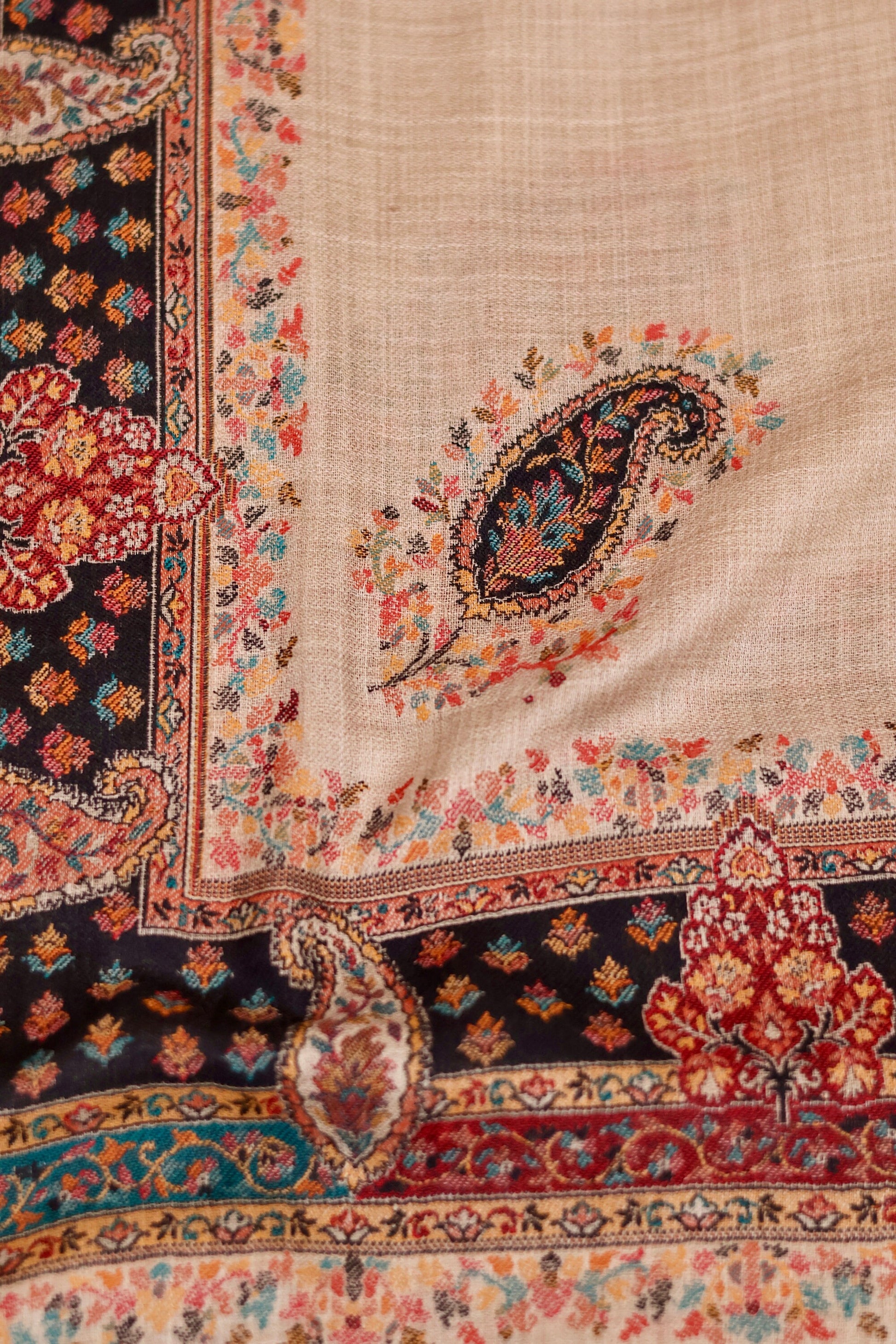 Paisley Pashmina Cashmere Shawl, Kalamkari Kashmiri Pashmina Silk Shawl, Premium Cashmere Scarfs, Soft & Warm Shawls Christmas Gift