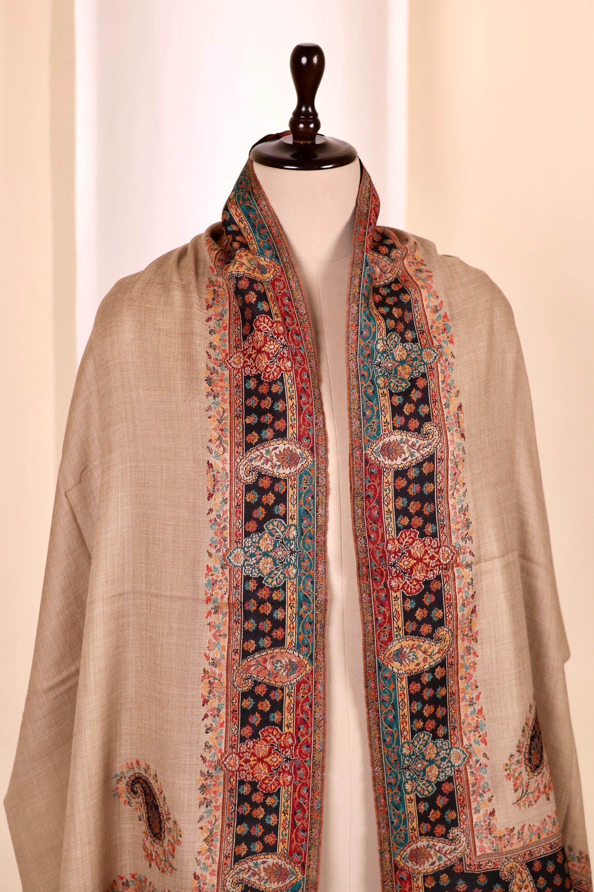 Paisley Pashmina Cashmere Shawl, Kalamkari Kashmiri Pashmina Silk Shawl, Premium Cashmere Scarfs, Soft & Warm Shawls Christmas Gift