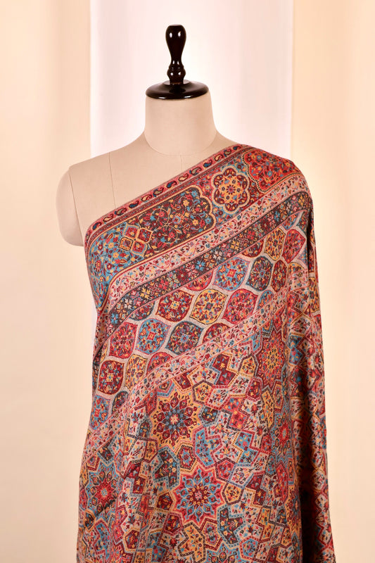Pashmina Cashmere Shawl, Multi Color Kalamkari Kashmiri Pashmina Silk Shawl, Premium Cashmere Shawl, Soft & Warm Shawls, Christmas Gift