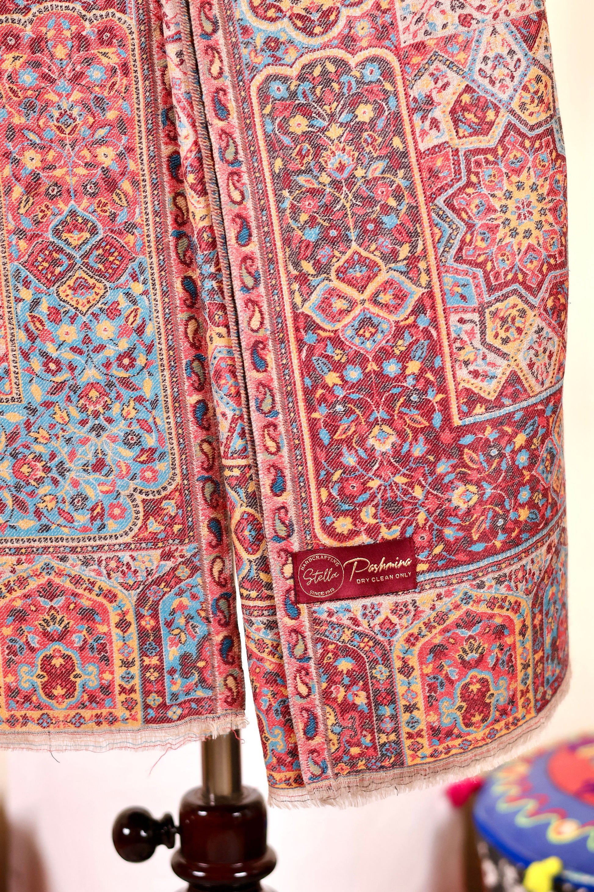 Pashmina Cashmere Shawl, Multi Color Kalamkari Kashmiri Pashmina Silk Shawl, Premium Cashmere Shawl, Soft & Warm Shawls, Christmas Gift