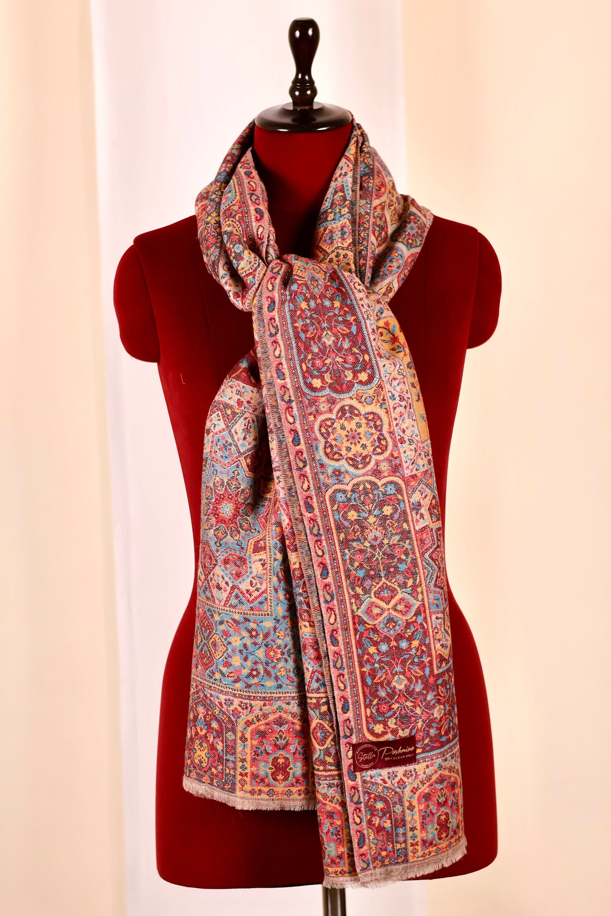 Pashmina Cashmere Shawl, Multi Color Kalamkari Kashmiri Pashmina Silk Shawl, Premium Cashmere Shawl, Soft & Warm Shawls, Christmas Gift