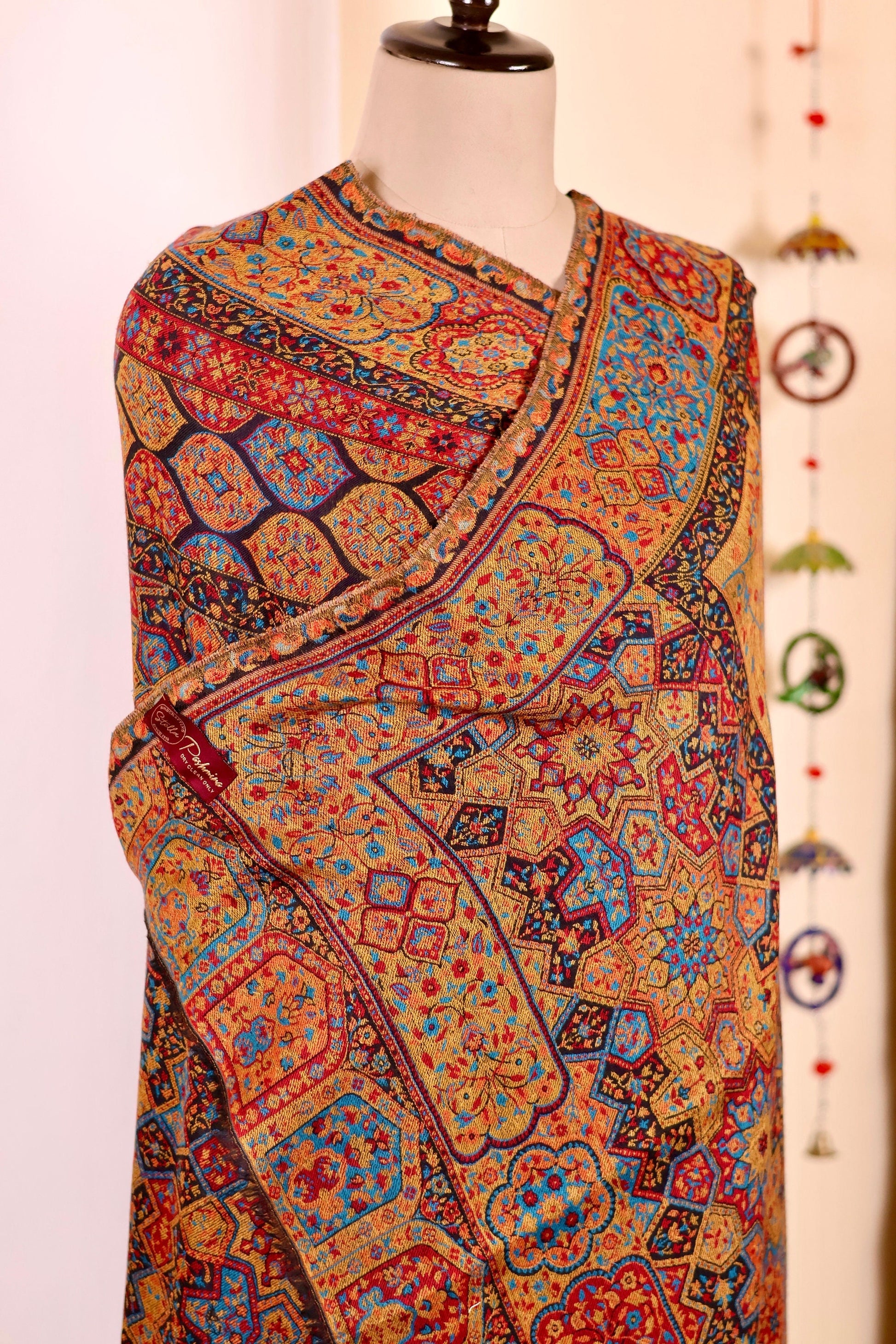 Pashmina Cashmere Shawl, Kalamkari Embroidery Kashmiri Pashmina Silk Shawl, Premium Cashmere Shawl, Soft & Warm Shawls, Christmas Gift