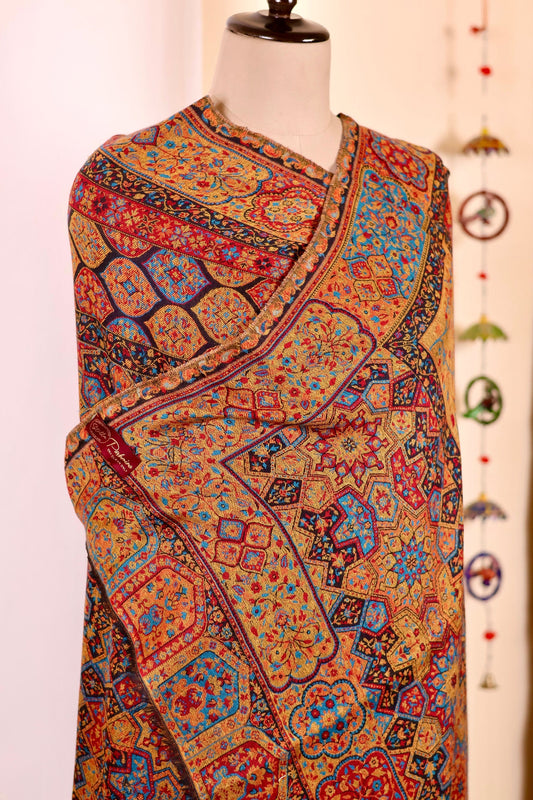 Pashmina Cashmere Shawl, Kalamkari Embroidery Kashmiri Pashmina Silk Shawl, Premium Cashmere Shawl, Soft & Warm Shawls, Christmas Gift