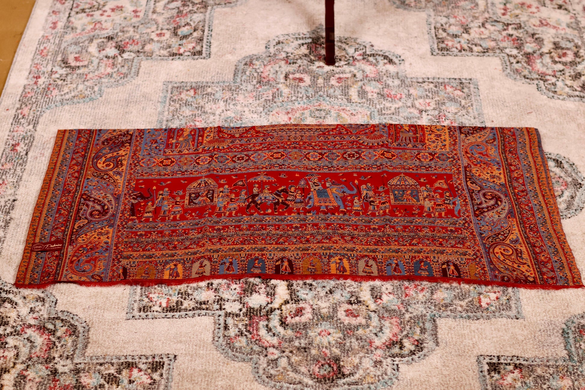 Red Pashmina Cashmere Shawl, Kalamkari Embroidery Kashmiri Pashmina Silk Shawl, Premium Cashmere Shawl, Soft & Warm Shawls, Christmas Gift