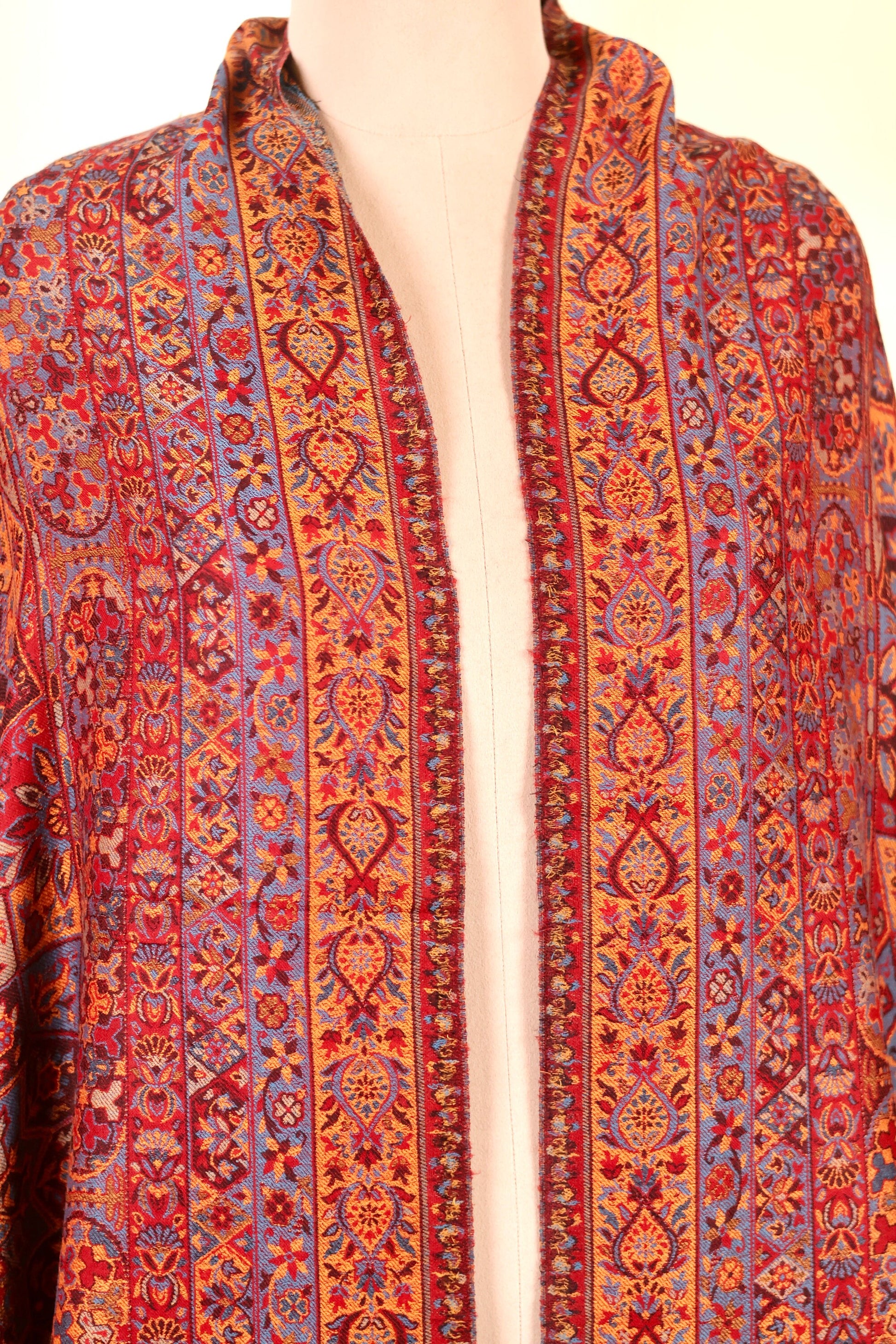 Red Pashmina Cashmere Shawl, Kalamkari Embroidery Kashmiri Pashmina Silk Shawl, Premium Cashmere Shawl, Soft & Warm Shawls, Christmas Gift