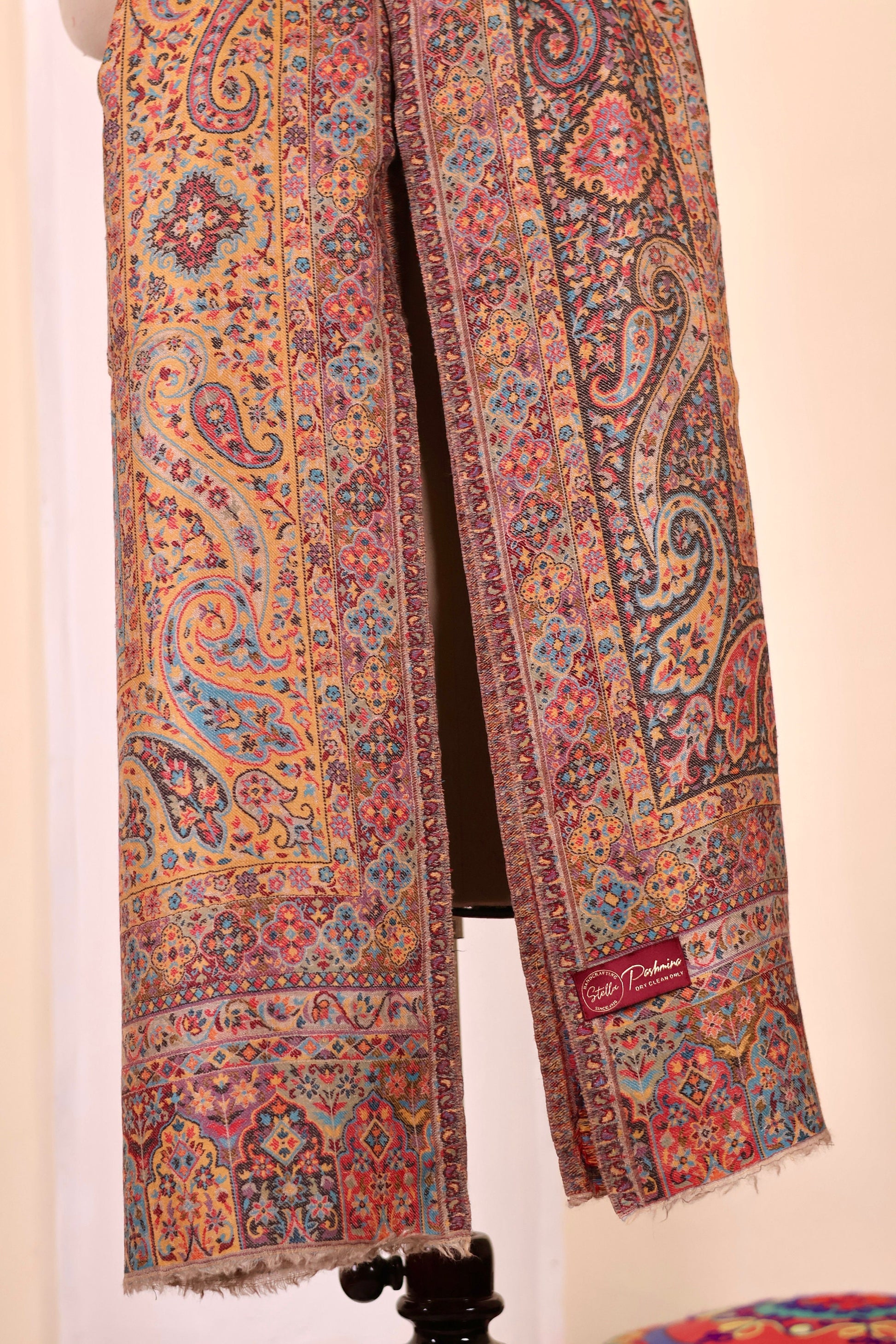 Elegant Pashmina Cashmere Shawl, Kalamkari Kashmiri Pashmina Silk Shawl, Premium Cashmere Shawl, Soft & Warm Shawls, Christmas Gift