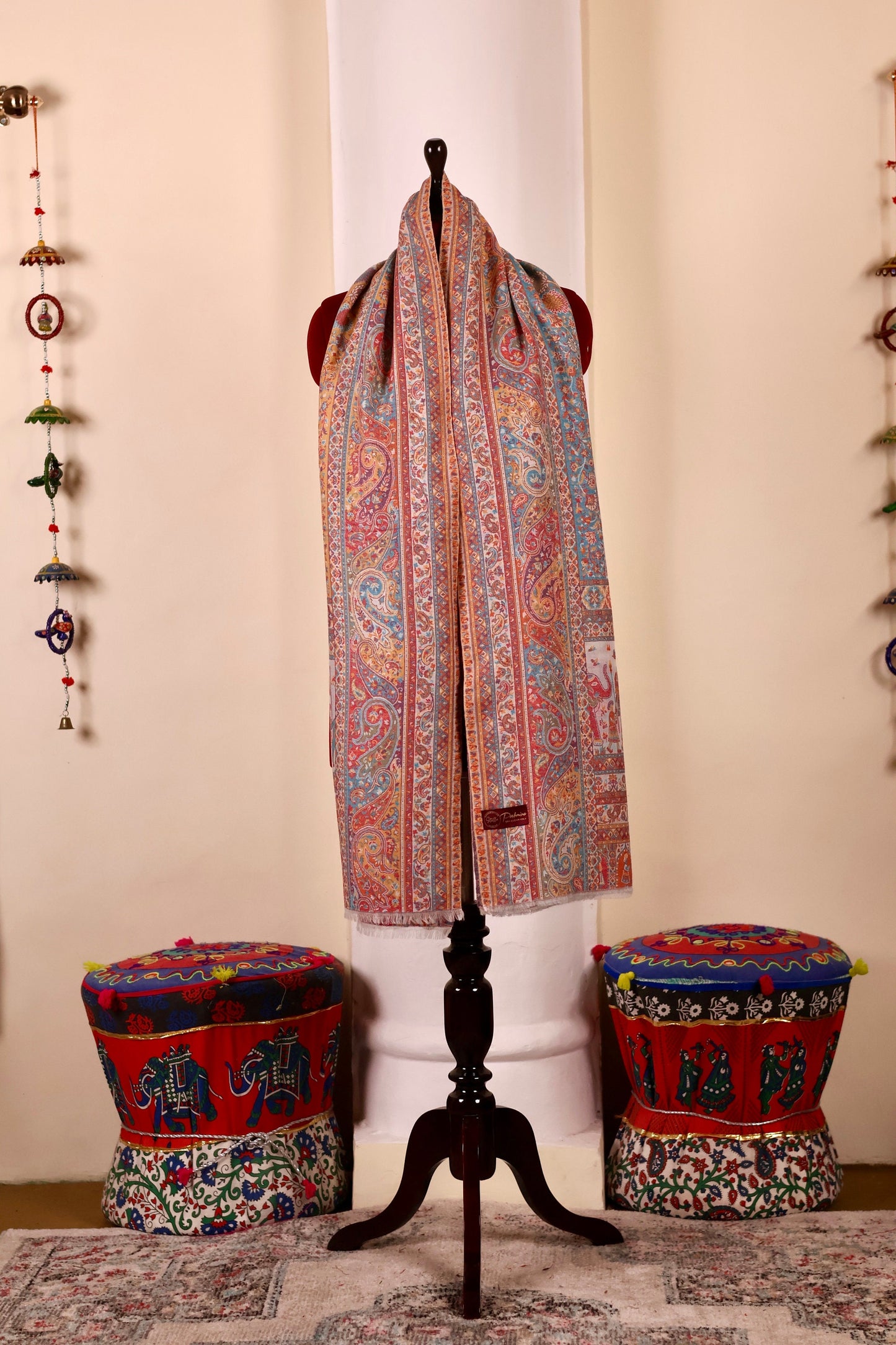 Handmade Pashmina Cashmere Shawl, Kalamkari Kashmiri Pashmina Silk Shawl, Premium Cashmere Shawl, Soft & Warm Shawls, Christmas Gift