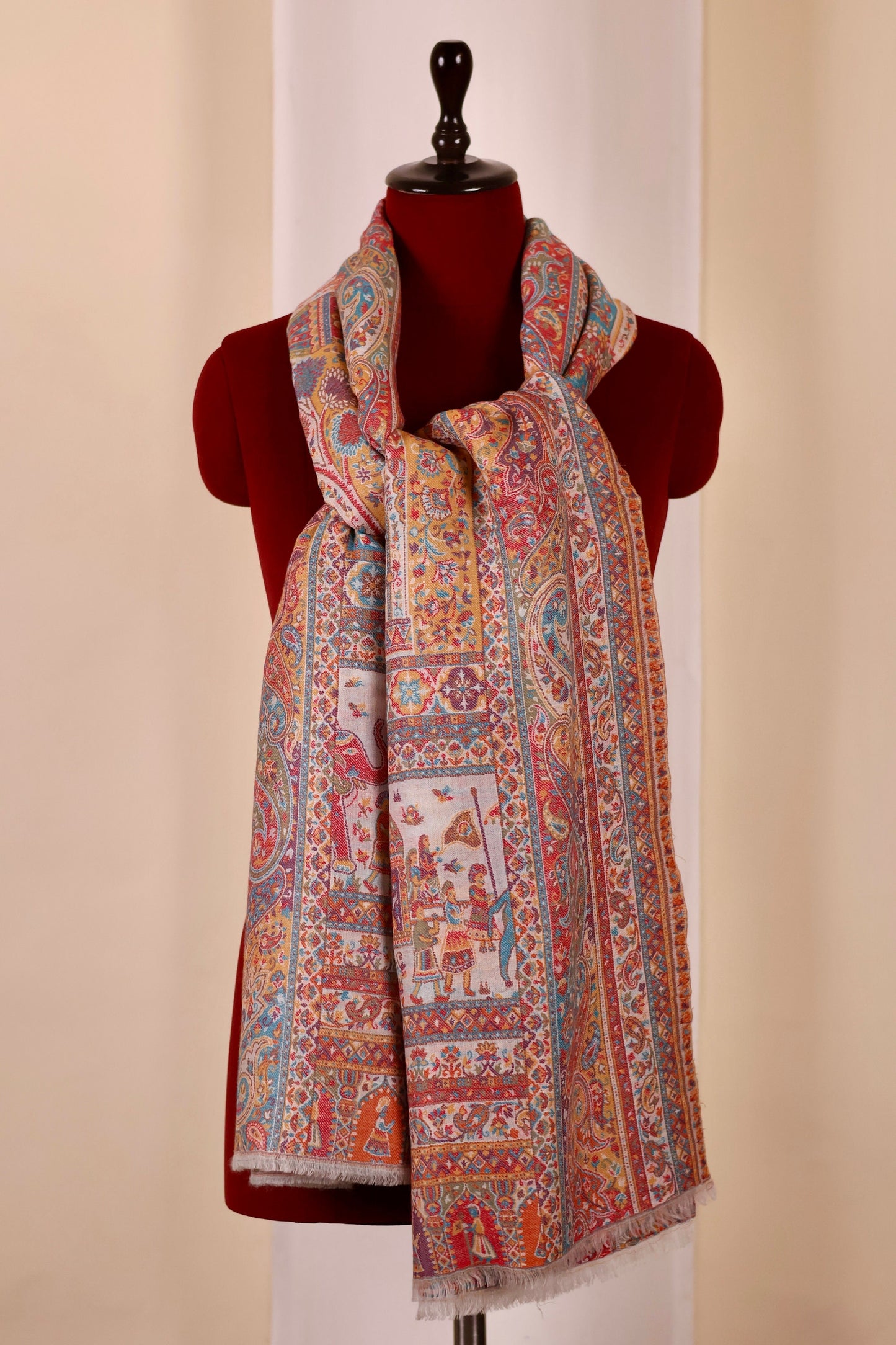 Handmade Pashmina Cashmere Shawl, Kalamkari Kashmiri Pashmina Silk Shawl, Premium Cashmere Shawl, Soft & Warm Shawls, Christmas Gift