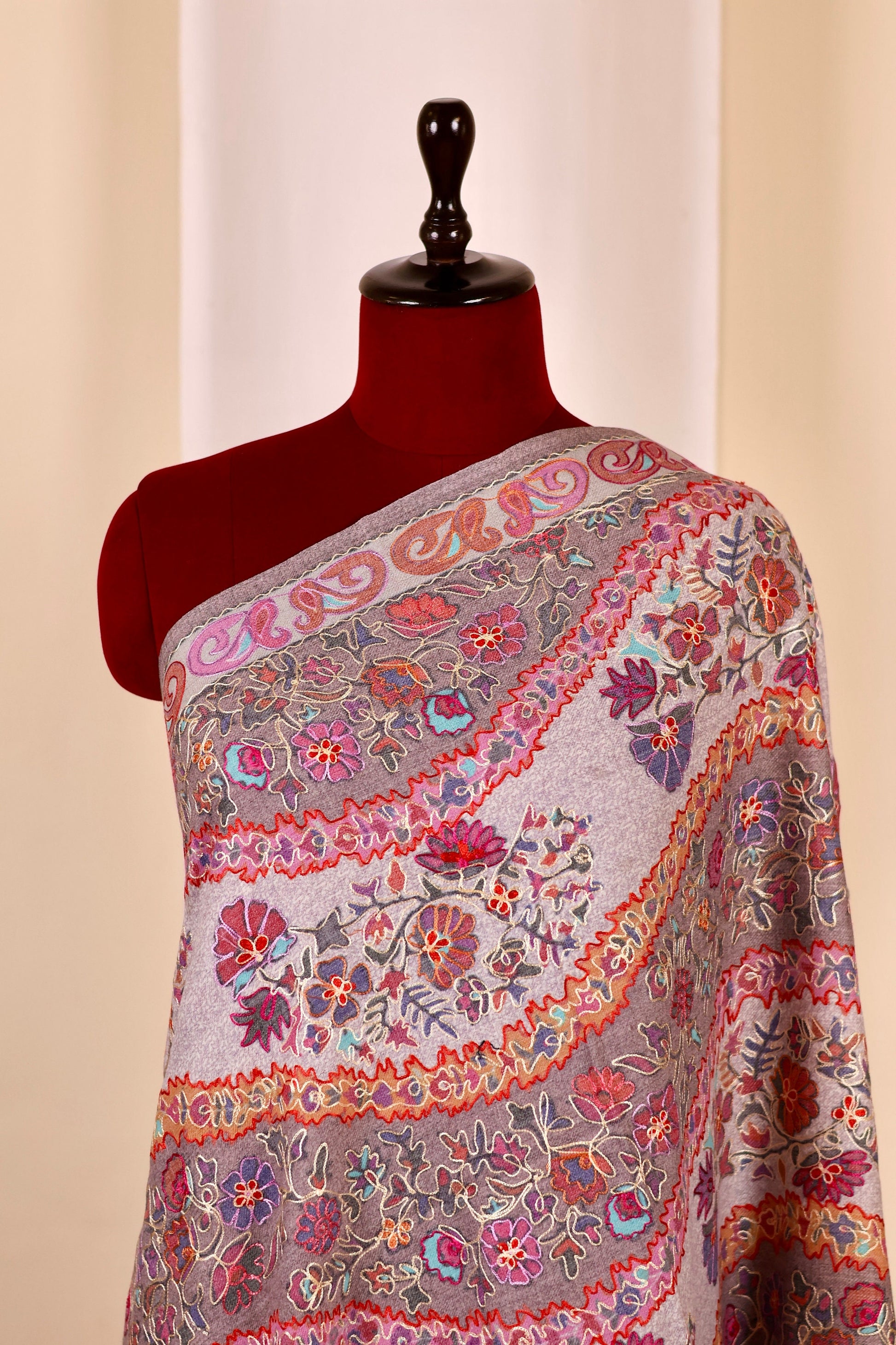 Kalamkari Pashmina Cashmere Shawl, Hand Embroidery Kashmiri Pashmina Silk Shawl, Premium Cashmere Shawl, Soft & Warm Shawls, Christmas Gift