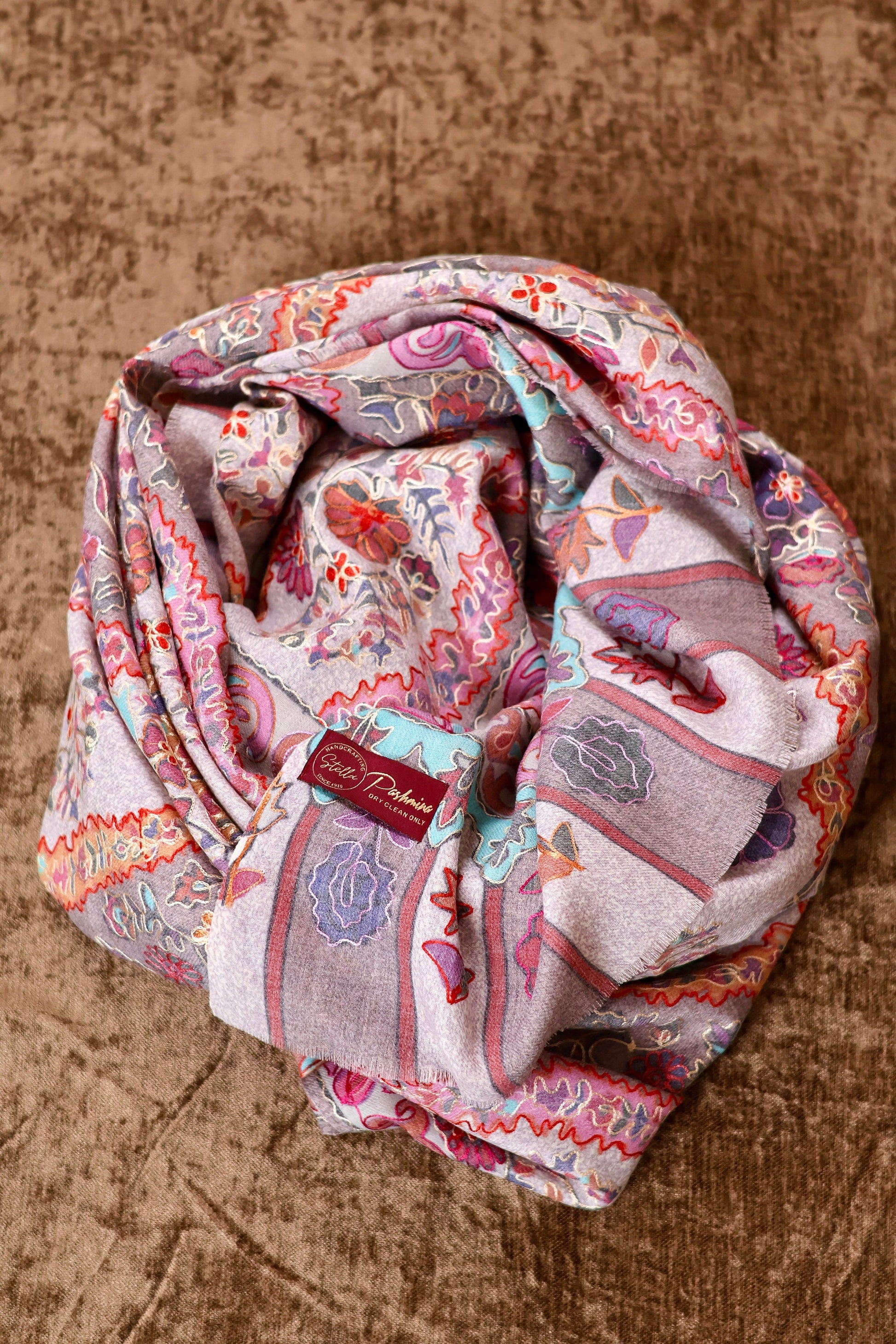 Kalamkari Pashmina Cashmere Shawl, Hand Embroidery Kashmiri Pashmina Silk Shawl, Premium Cashmere Shawl, Soft & Warm Shawls, Christmas Gift