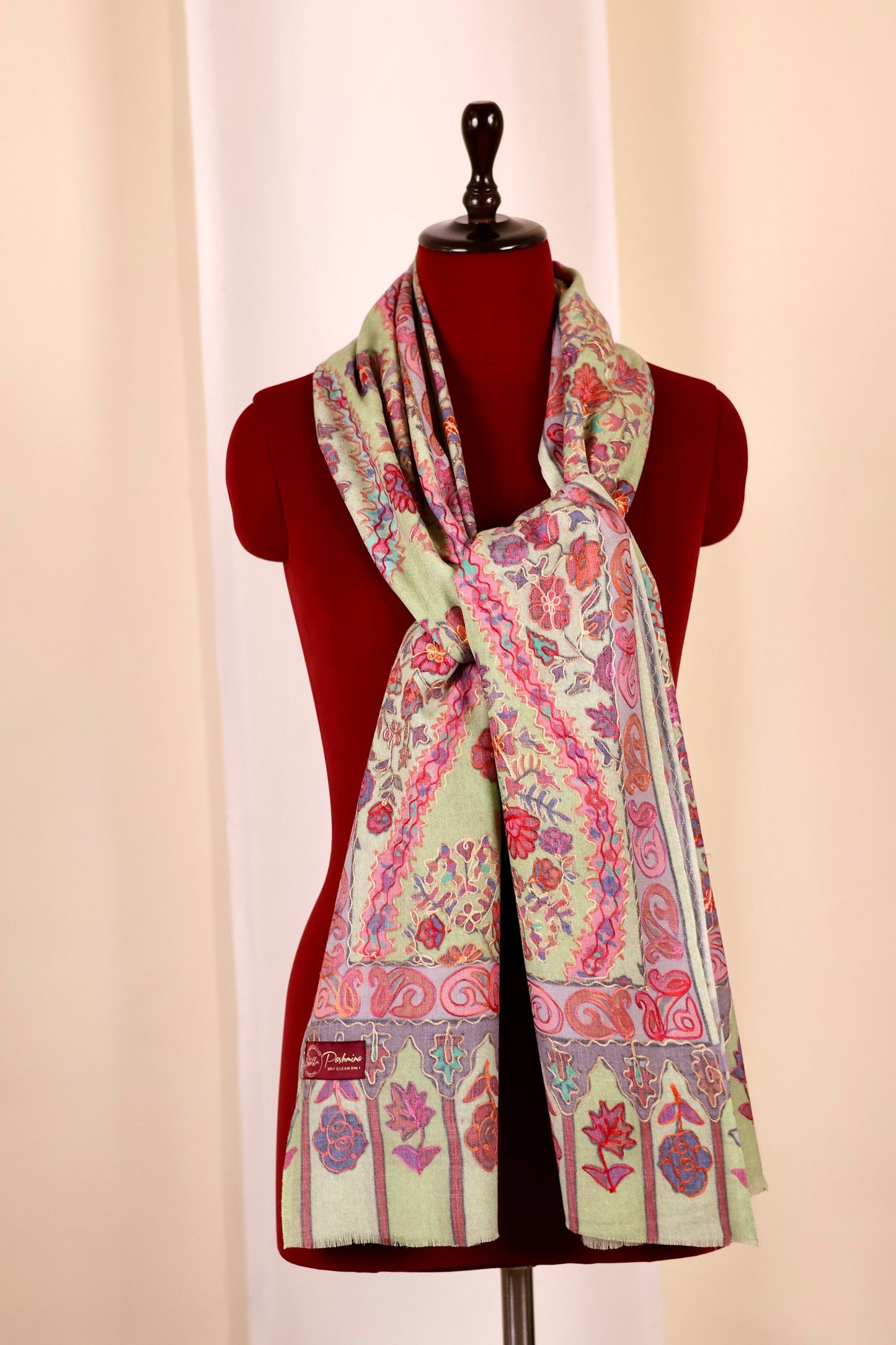 Kalamkari Pashmina Cashmere Shawl, Hand Embroidery Kashmiri Pashmina Silk Shawl, Premium Cashmere Shawl, Soft & Warm Shawls, Christmas Gift