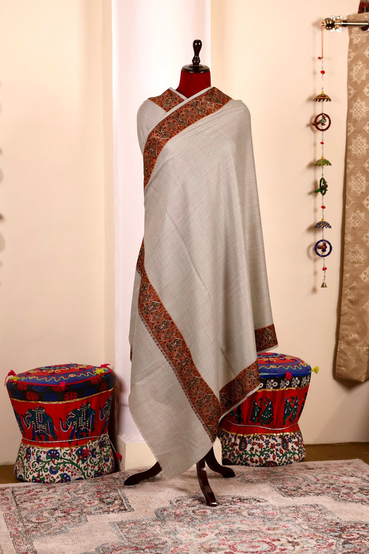 Authentic Pashmina Cashmere Shawl, Handmade Grey Kashmiri Pashmina Silk Shawl, Premium Cashmere Scarfs, Soft & Warm Shawls, Christmas Gift