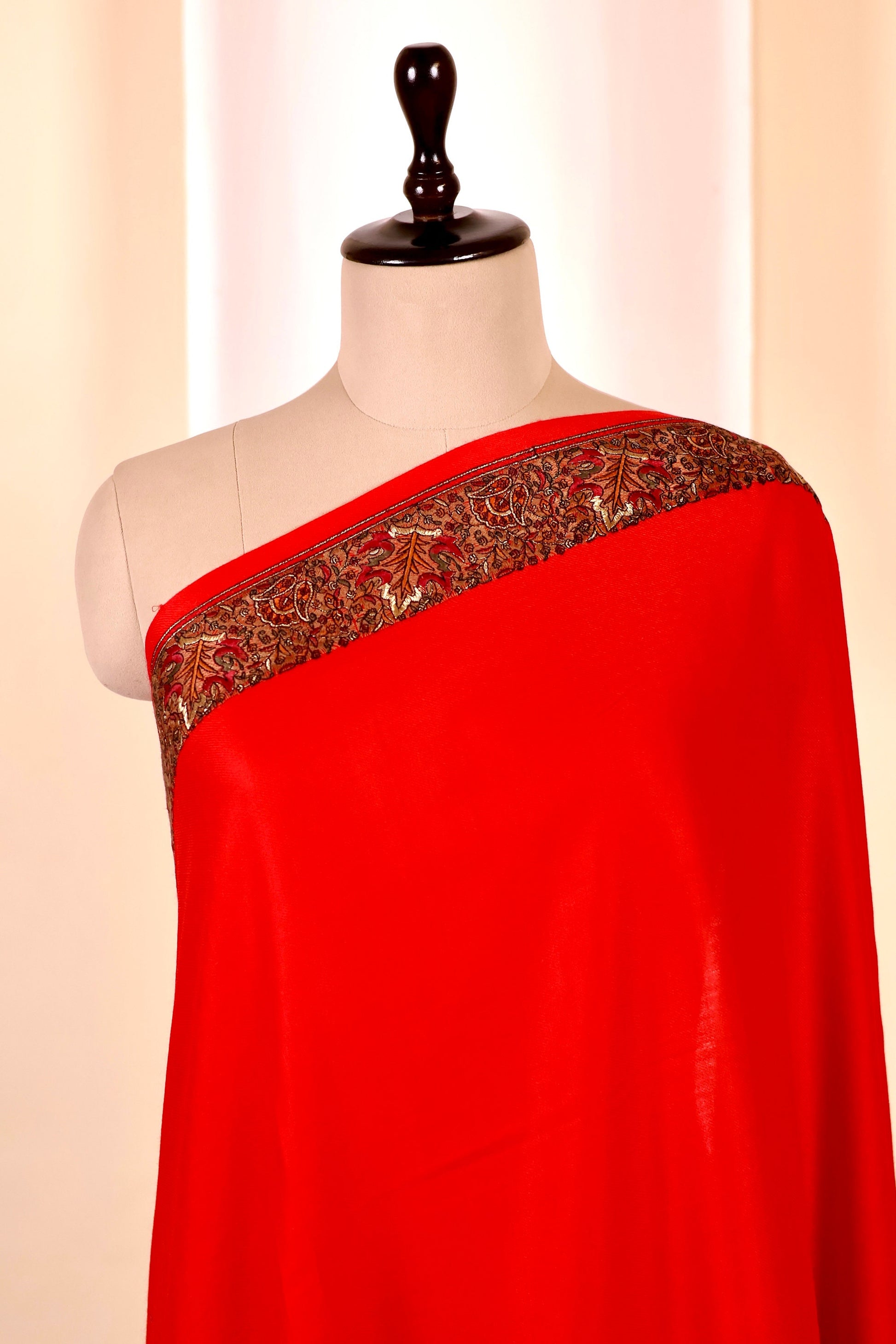 Elegant Pashmina Cashmere Shawl, Red Handmade Kashmiri Pashmina Silk Shawl, Premium Cashmere Scarfs, Soft & Warm Shawls, Christmas Gift