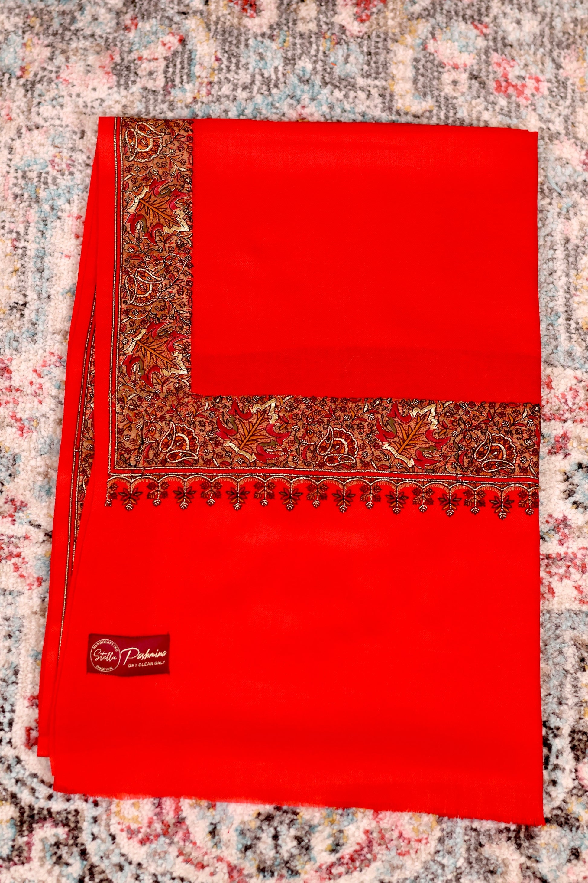 Elegant Pashmina Cashmere Shawl, Red Handmade Kashmiri Pashmina Silk Shawl, Premium Cashmere Scarfs, Soft & Warm Shawls, Christmas Gift