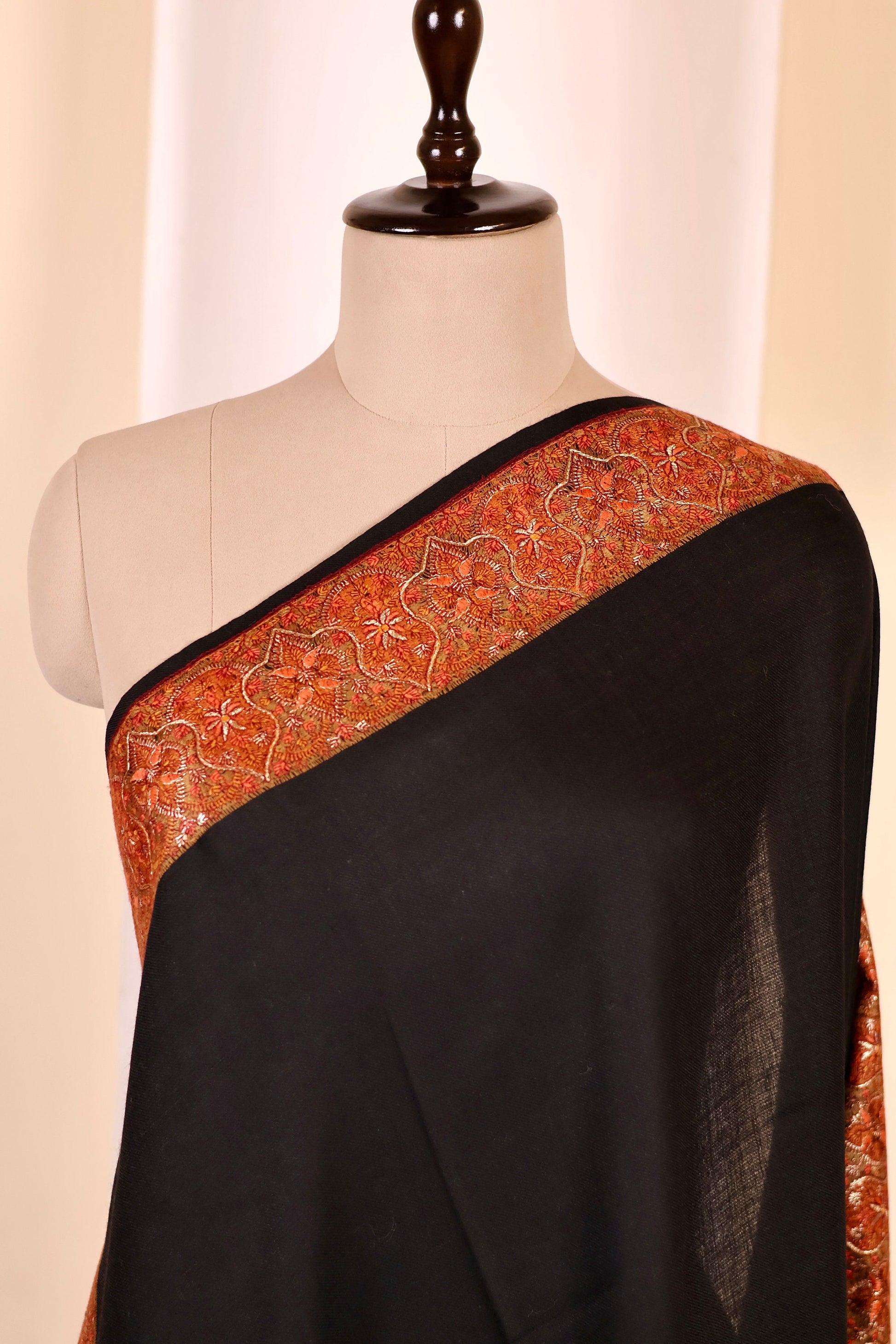 Elegant Pashmina Cashmere Shawl, Black Handmade Kashmiri Pashmina Silk Shawl, Premium Cashmere Scarfs, Soft & Warm Shawls, Christmas Gift