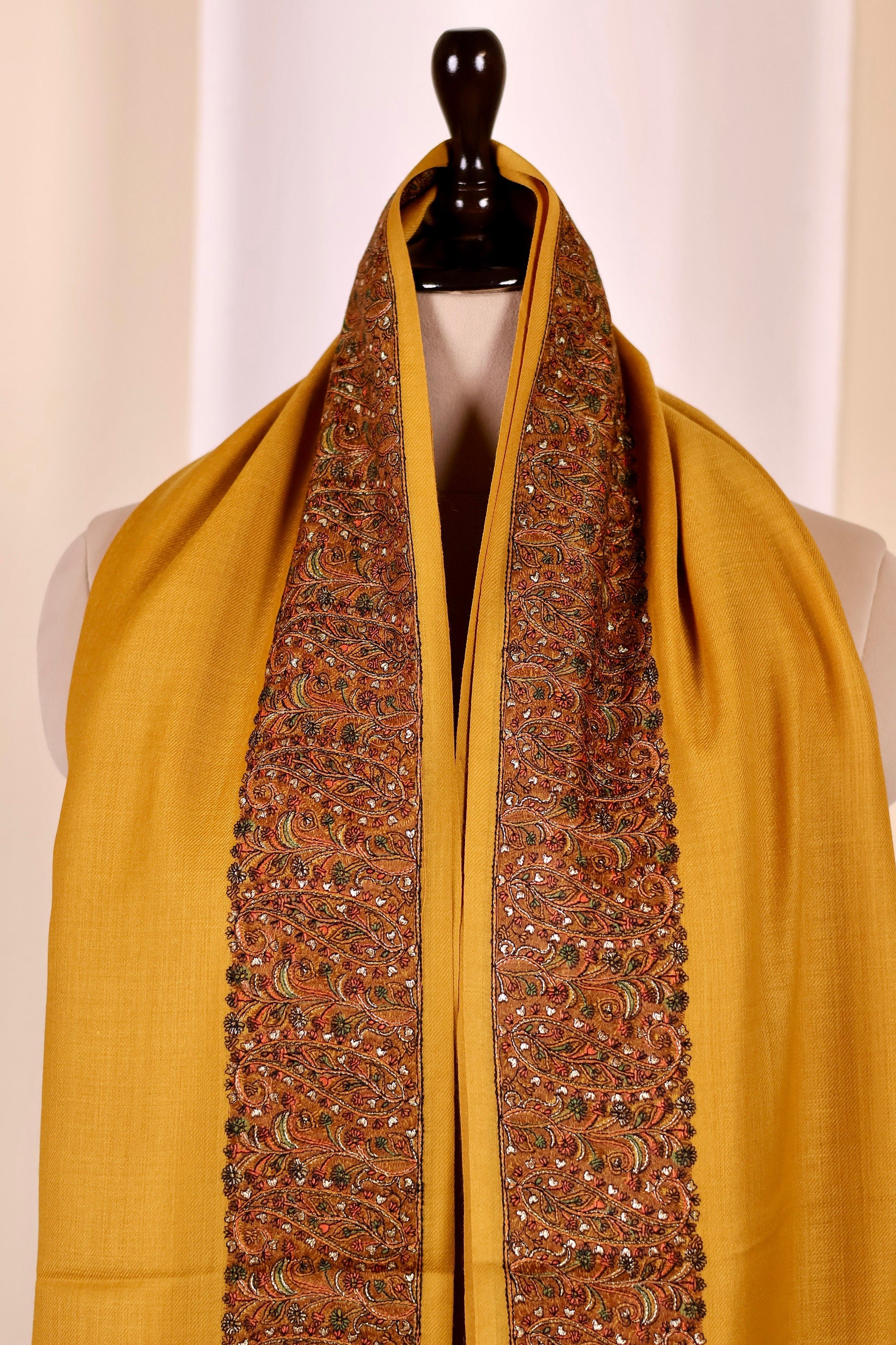 Elegant Pashmina Cashmere Shawl, Yellow Handmade Kashmiri Pashmina Silk Shawl, Premium Cashmere Scarfs, Soft & Warm Shawls, Christmas Gift