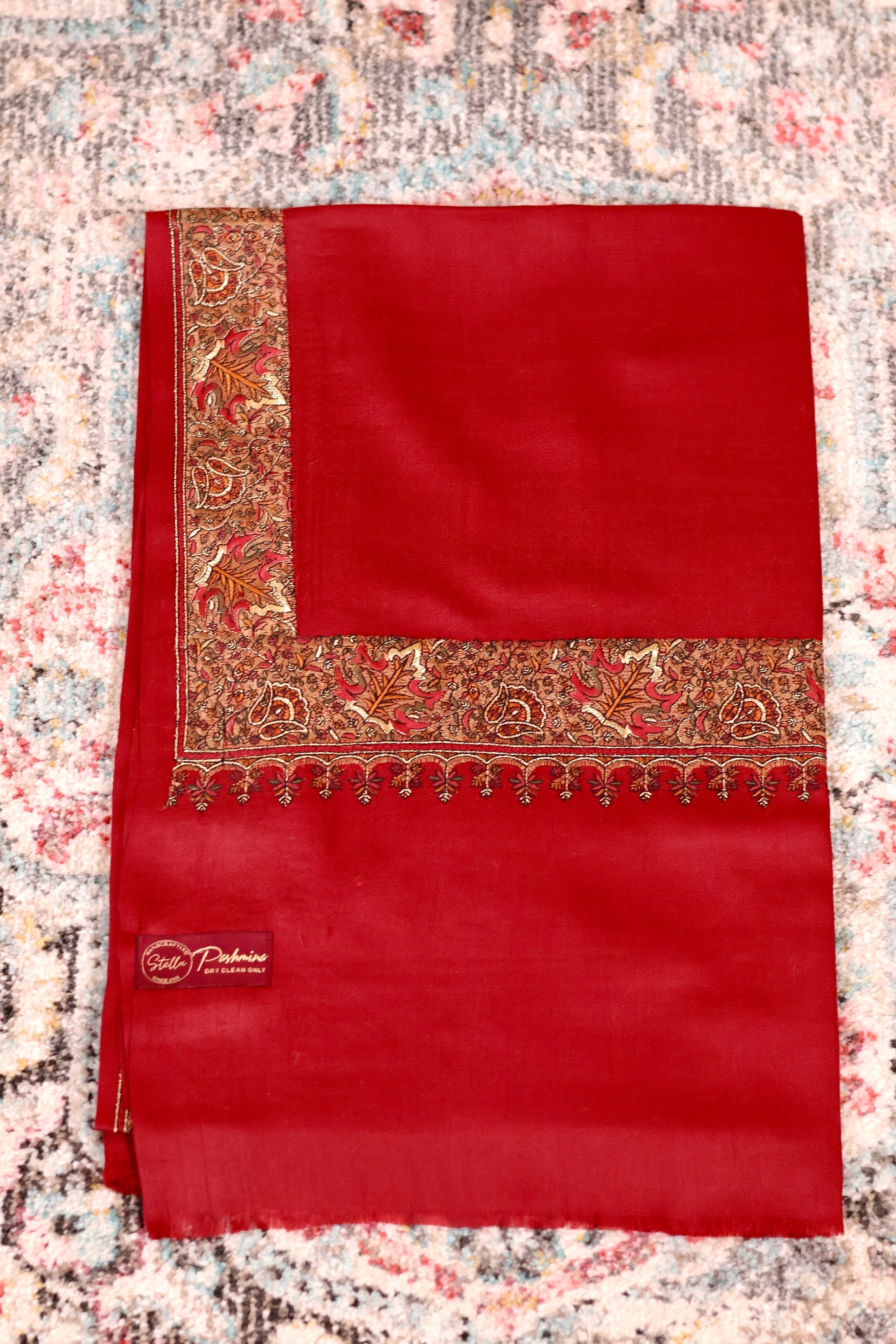 Elegant Pashmina Cashmere Shawl, Red Handmade Kashmiri Pashmina Silk Shawl, Premium Cashmere Scarfs, Soft & Warm Shawls, Christmas Gift