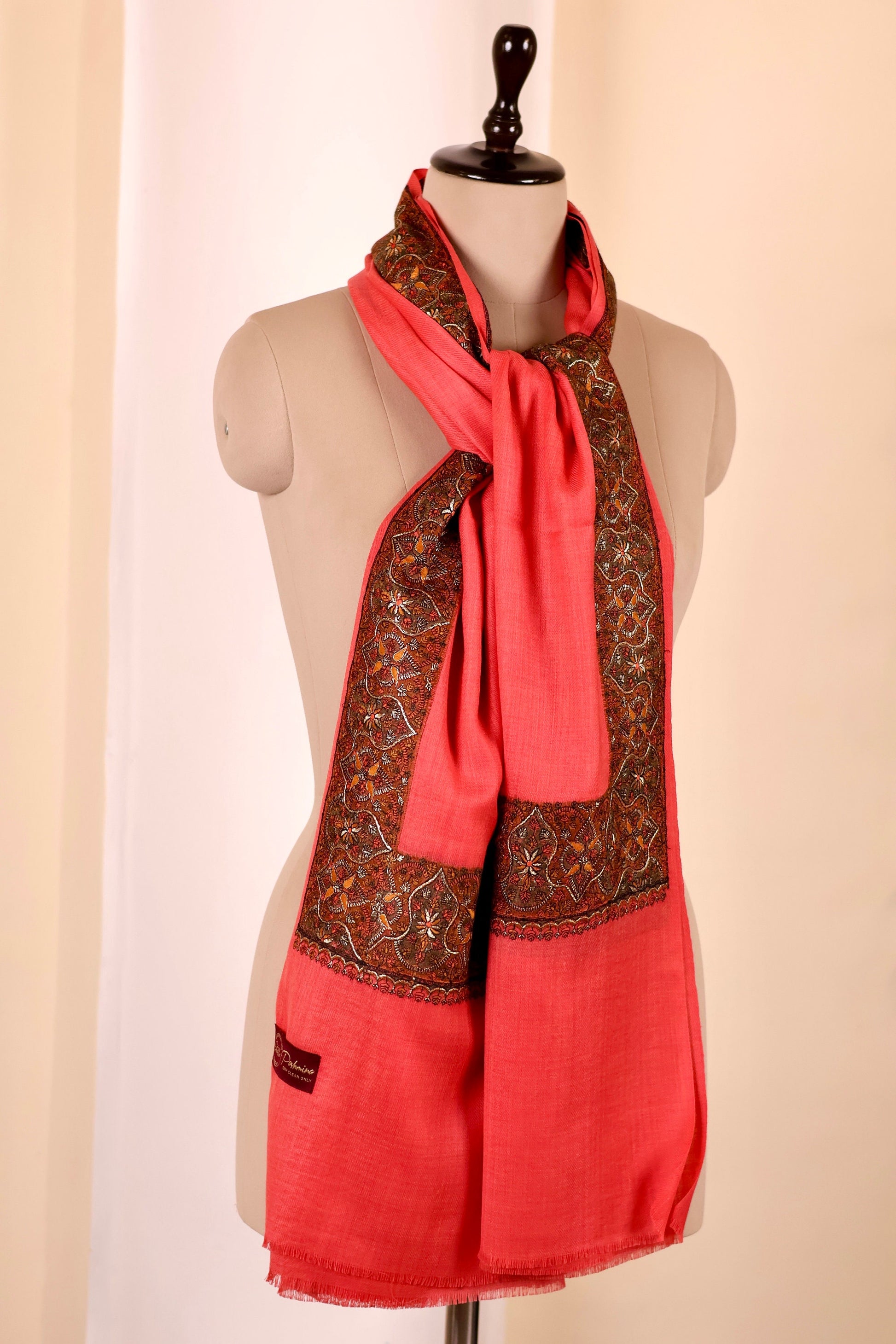 Elegant Pashmina Cashmere Shawl, Pink Handmade Kashmiri Pashmina Silk Shawl, Premium Cashmere Scarfs, Soft & Warm Shawls, Christmas Gift