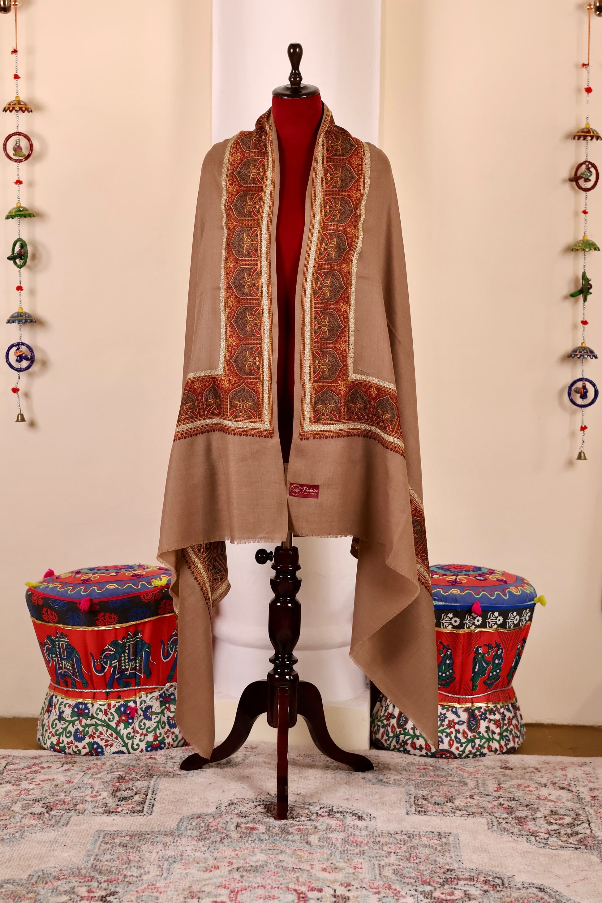 Handmade Pashmina Cashmere Shawl, Hand Embroidery Kashmiri Pashmina Silk Shawl, Premium Cashmere Scarfs, Soft & Warm Shawls, Christmas Gift